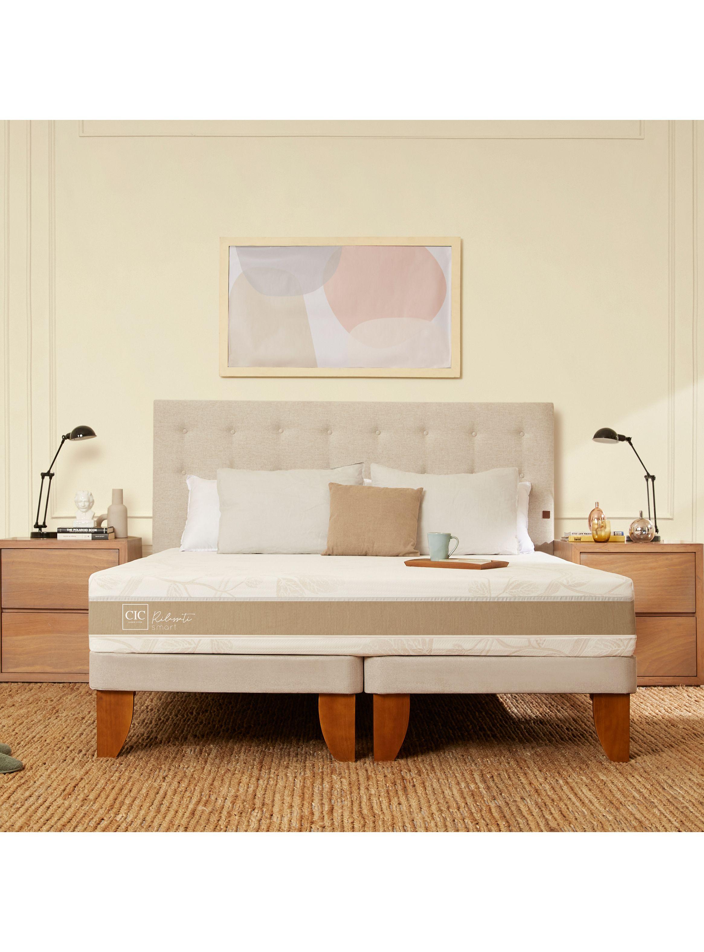 Cama Europea Rilassati Smart 2 Plazas Base Dividida Set Villarrica Gris-4