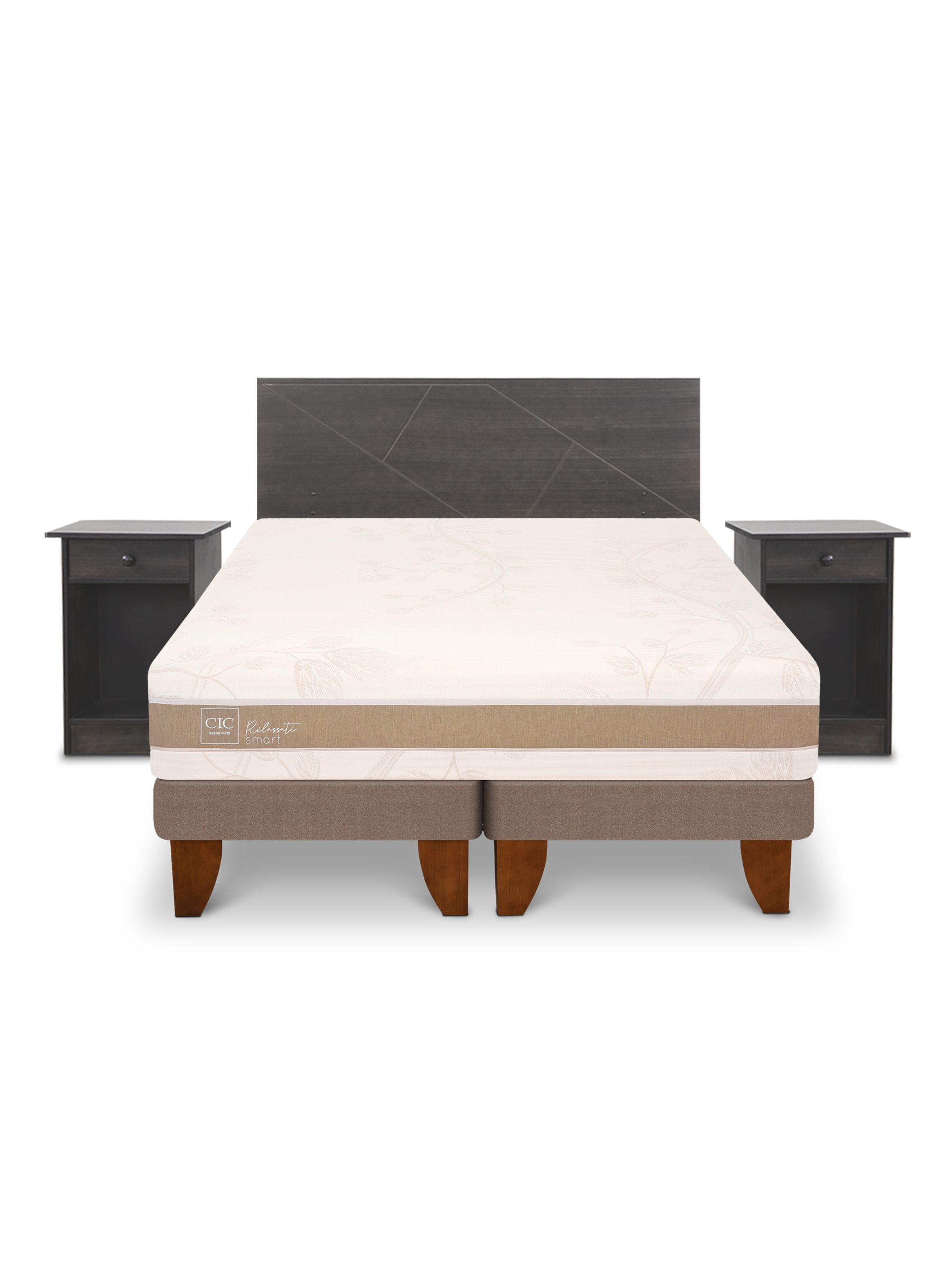 Cama Europea Rilassati Smart King Set Villarrica Gris-2