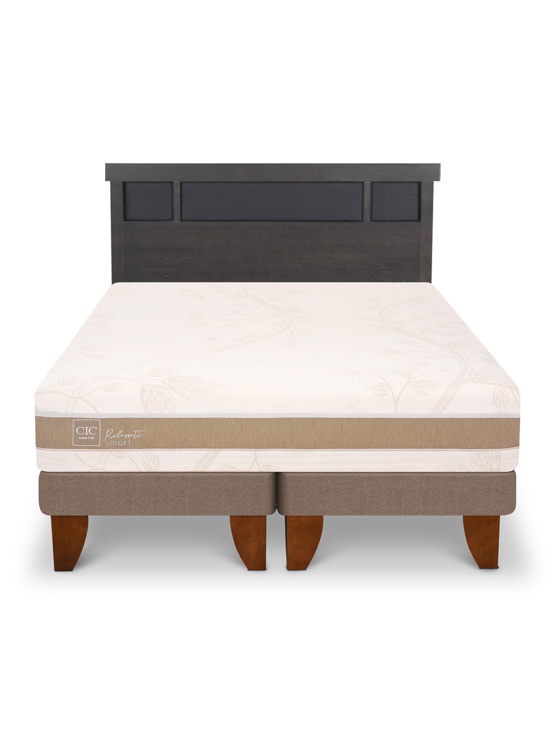 Cama Europea Rilassati Smart King Respaldo Dublin Gris-2