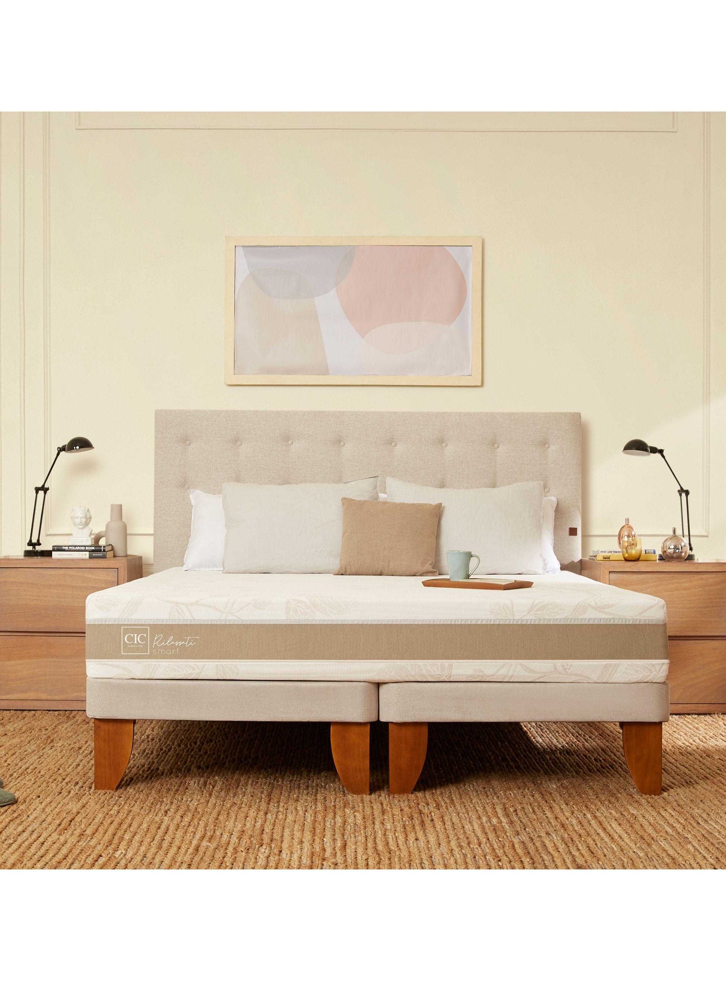 Cama Europea Rilassati Smart 2 Plazas Base Dividida Set Dublin Gris-4