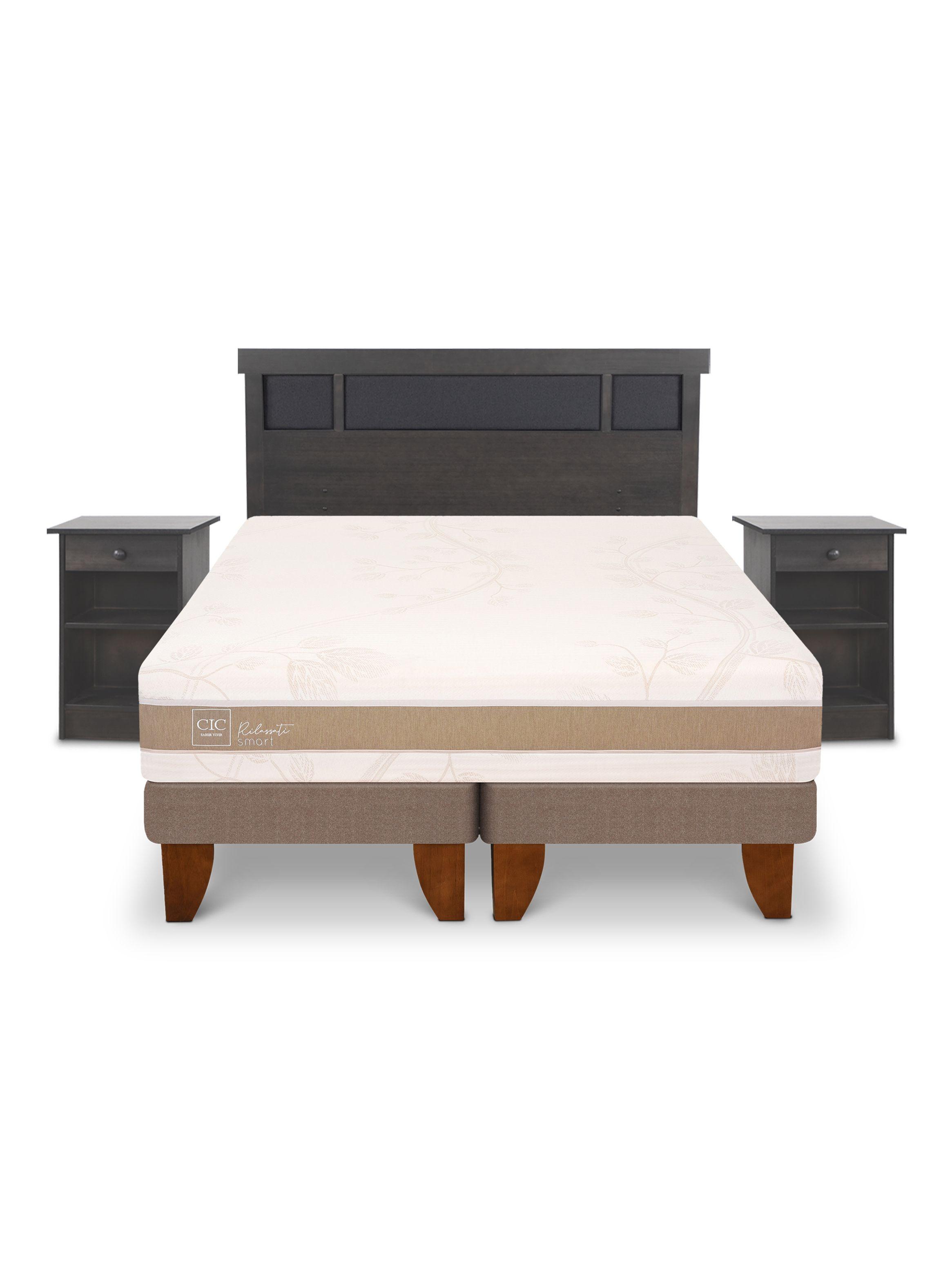 Cama Europea Rilassati Smart King Set Dublin Gris Gris-2