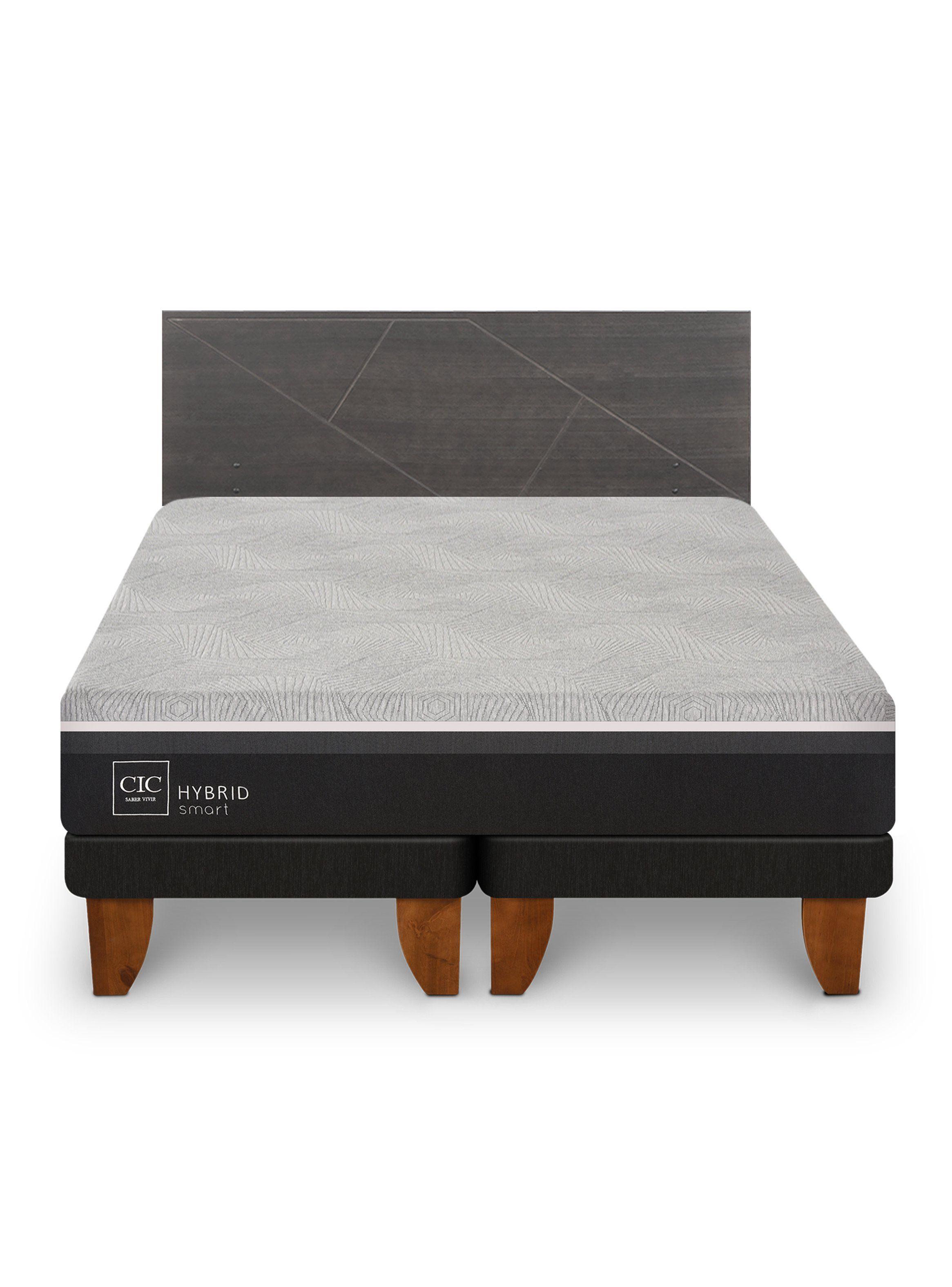 Cama Europea Hybrid Smart King + Respaldo Villarrica Gris-2