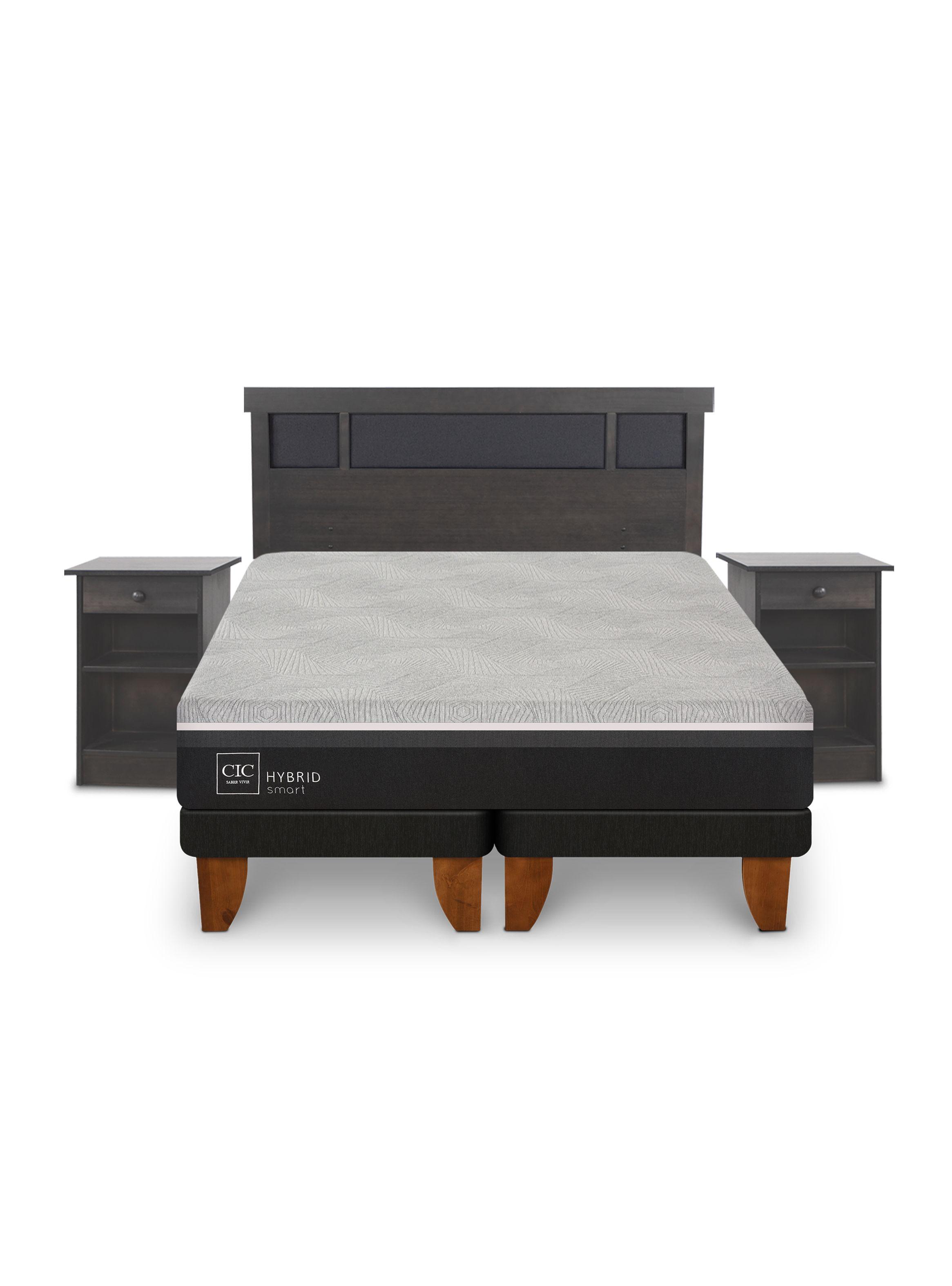Cama Europea Hybrid Smart King Set Dublin Gris-2