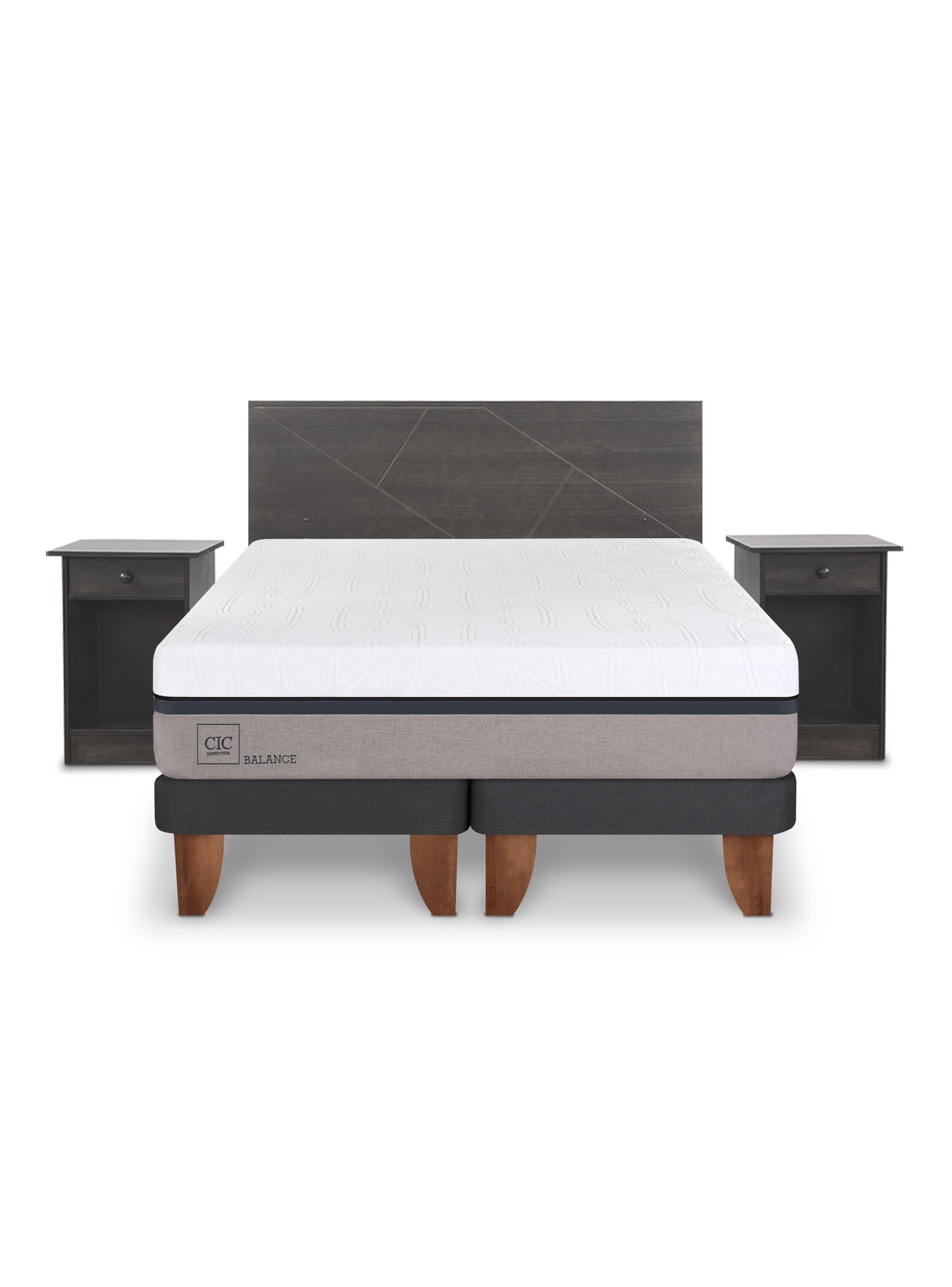 Cama Europea New Balance 2 Plazas Base Dividida + Set Villarrica Gris-2