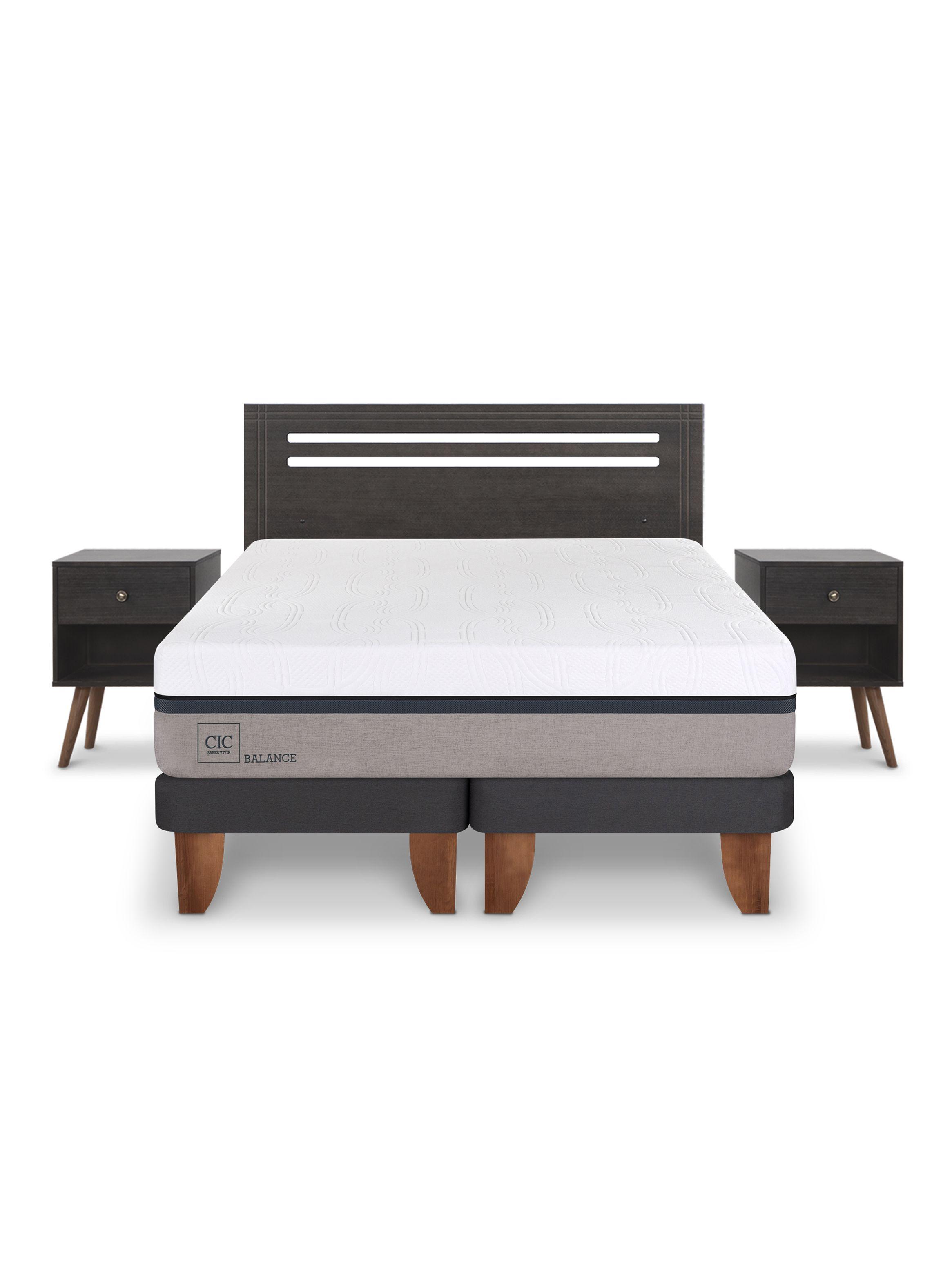 Cama Europea New Balance 2 Plazas Base Dividida Munich Gris-2