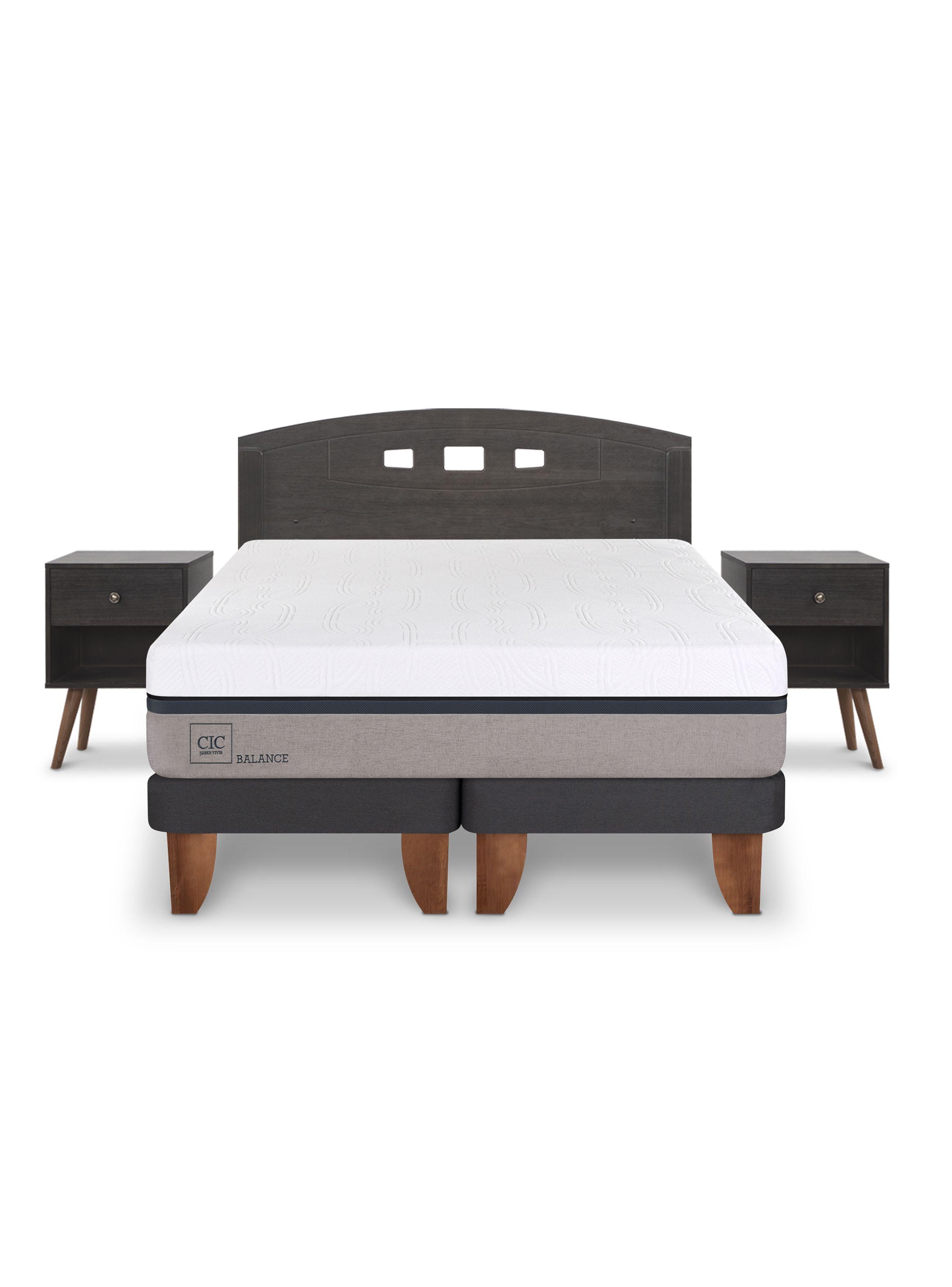 Cama Europea New Balance 2 Plazas Base Dividida Set Gales Gris-2