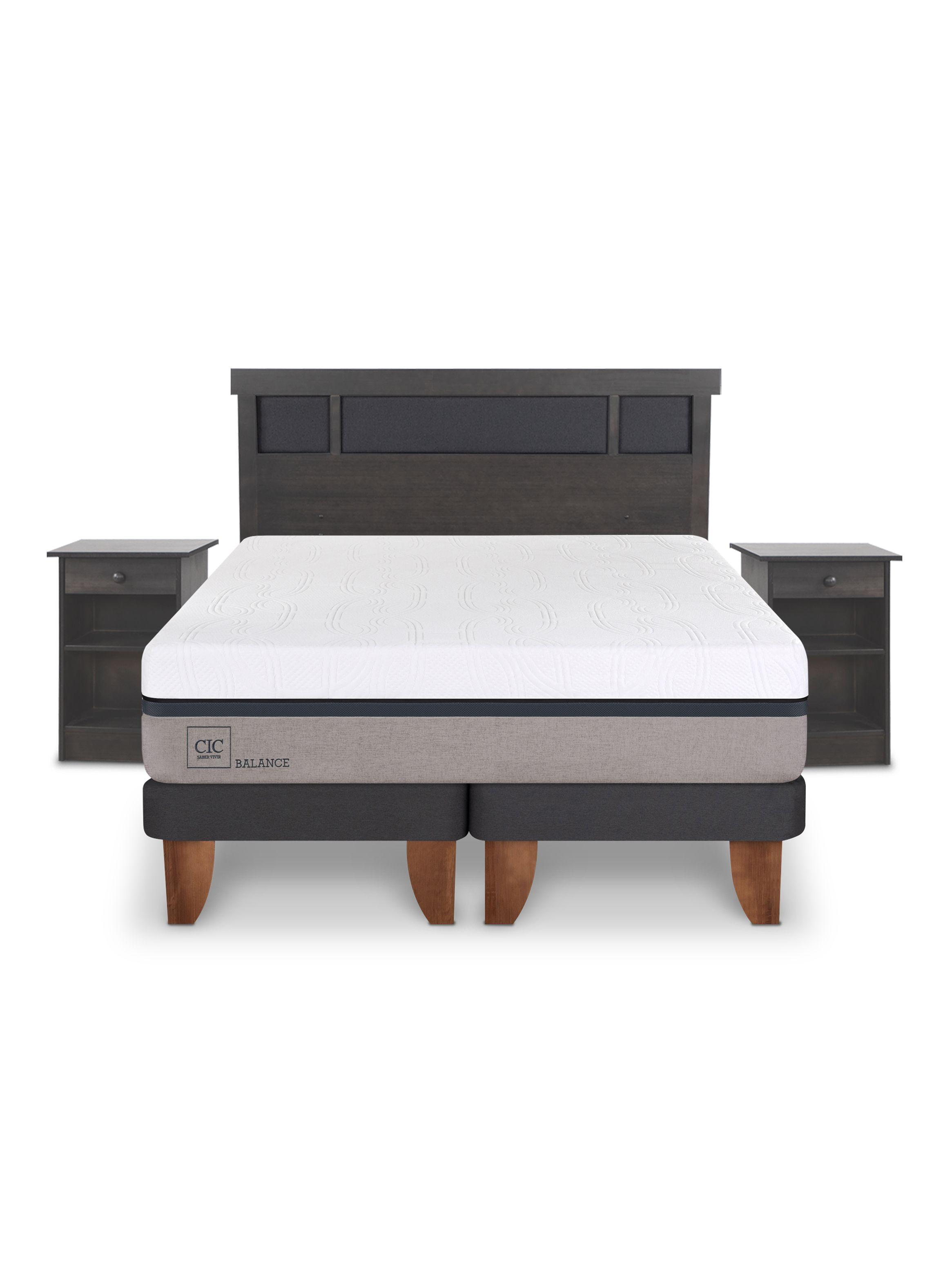 Cama Europea New Balance 2 Plazas Base Dividida Set Dublin Gris-2