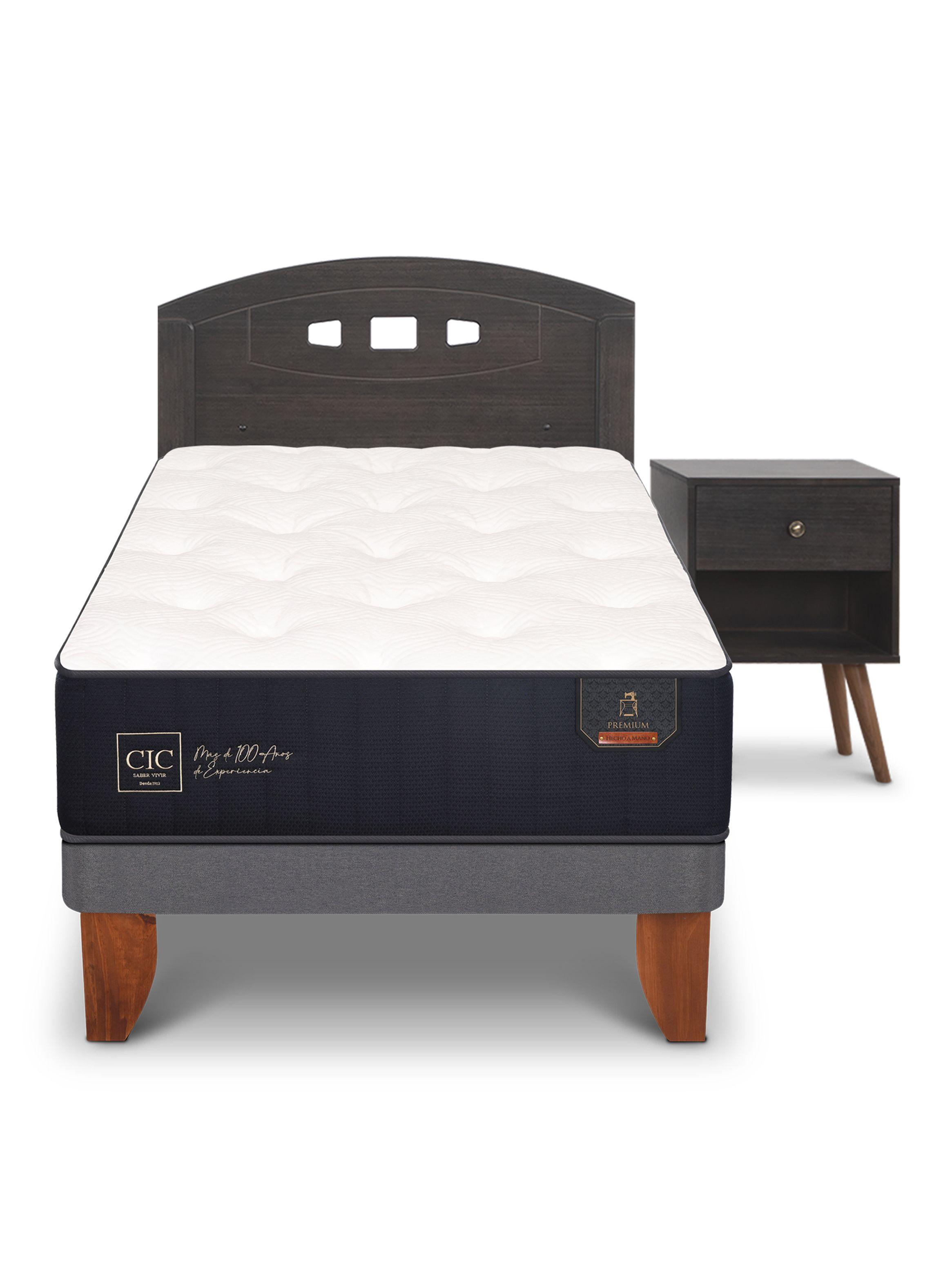 Cama Europea Premium 1.5 Plazas + Set Gales Gris-2