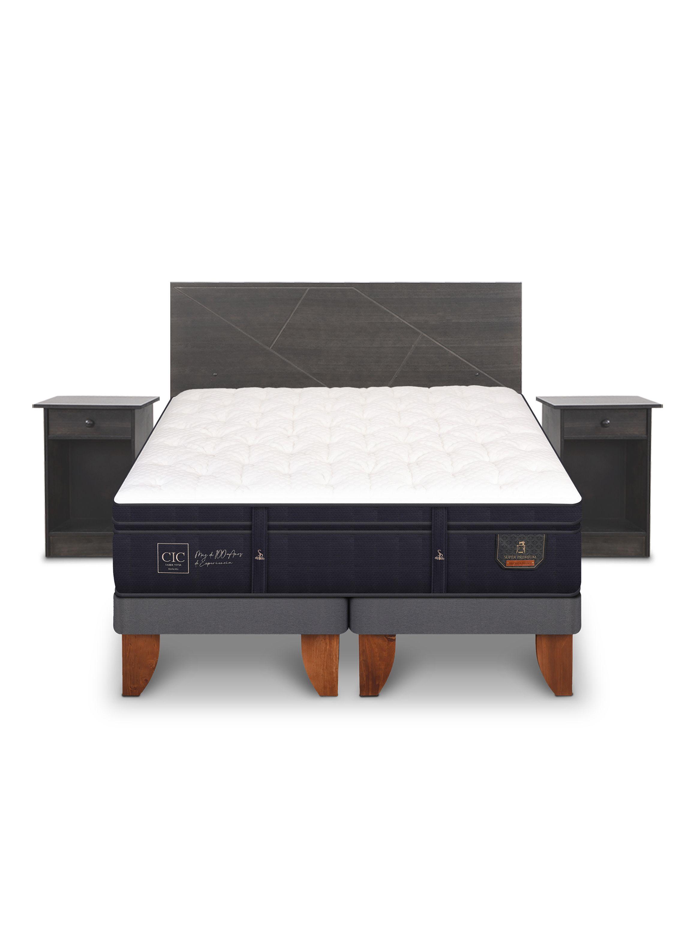 Cama Europea Super Premium King Set Villarrica Gris-2