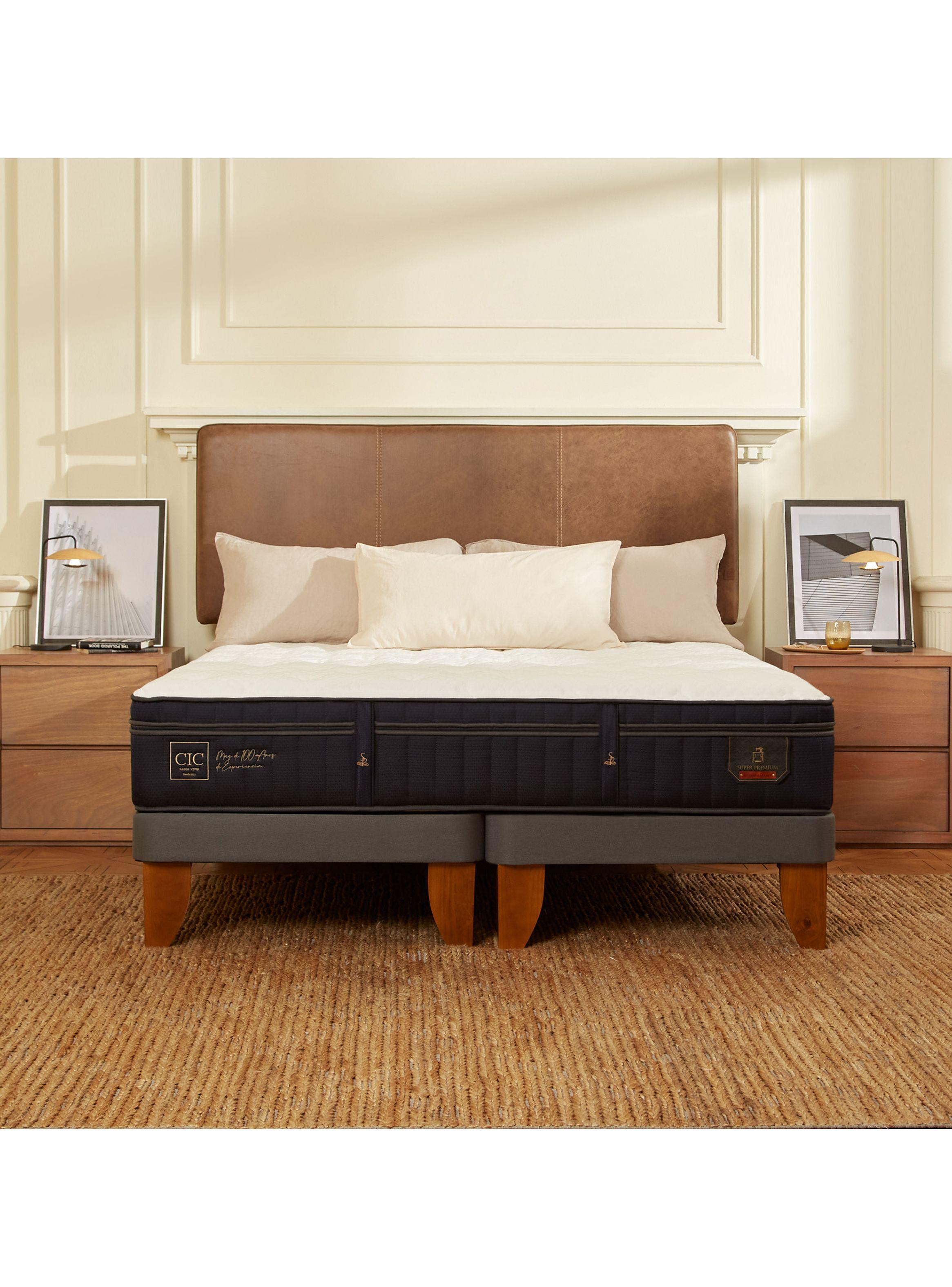 Cama Europea Super Premium 2 Plazas Base Dividida Set Gales Gris-4