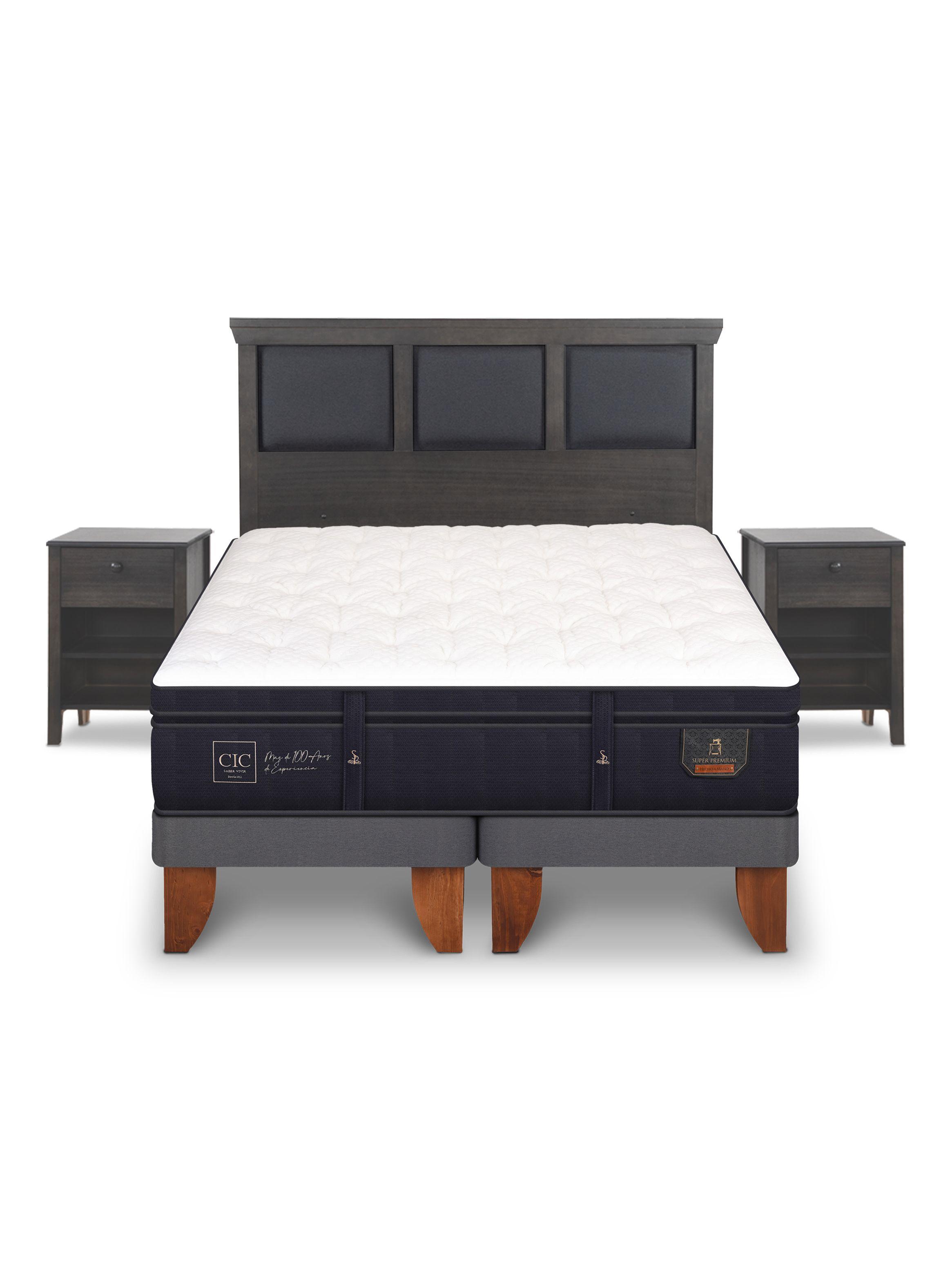 Cama Europea Super Premium King Set Torino Gris-2