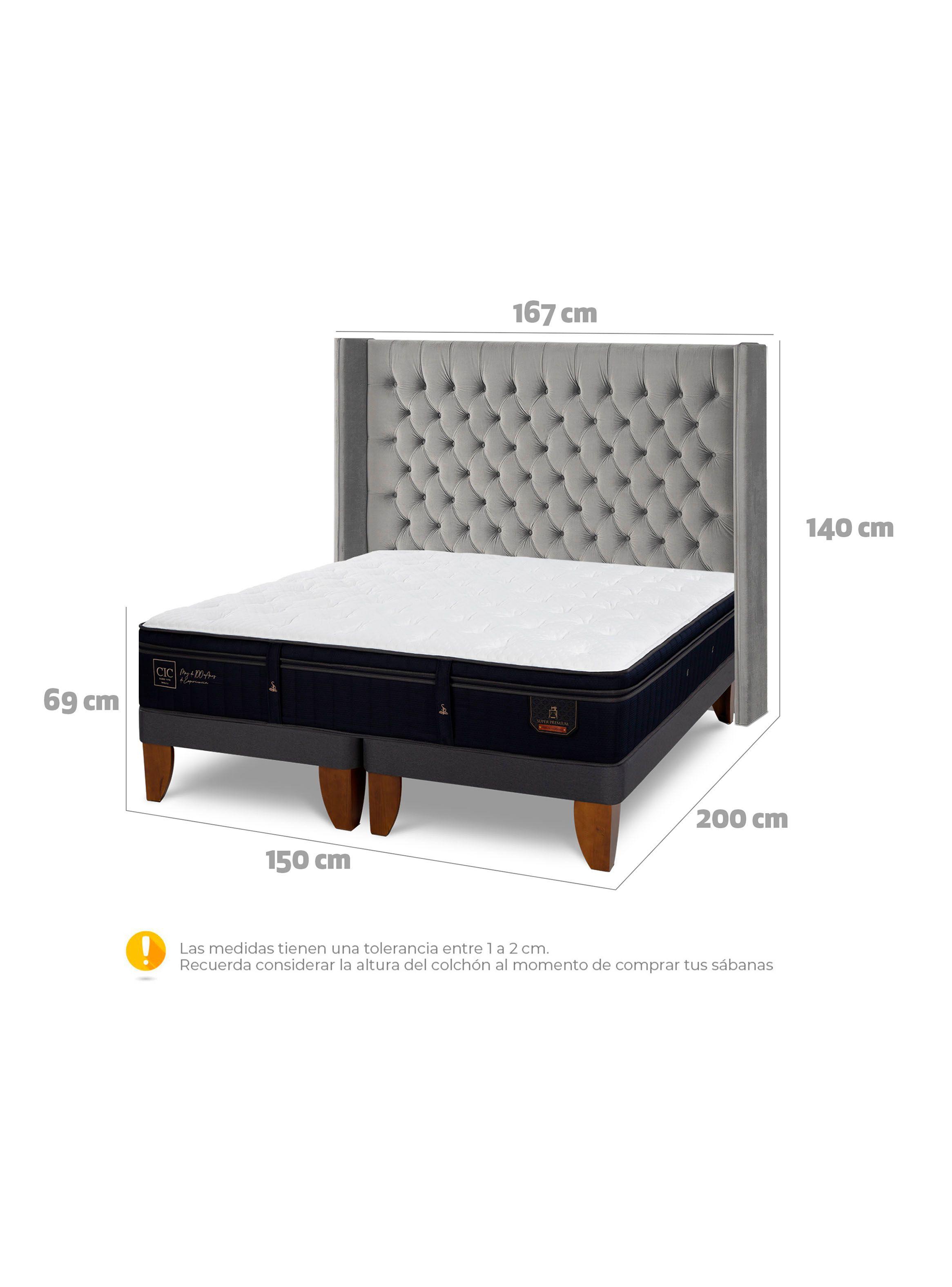 Cama Europea Super Premium 2 Plazas Base Dividida Respaldo Sesia-1
