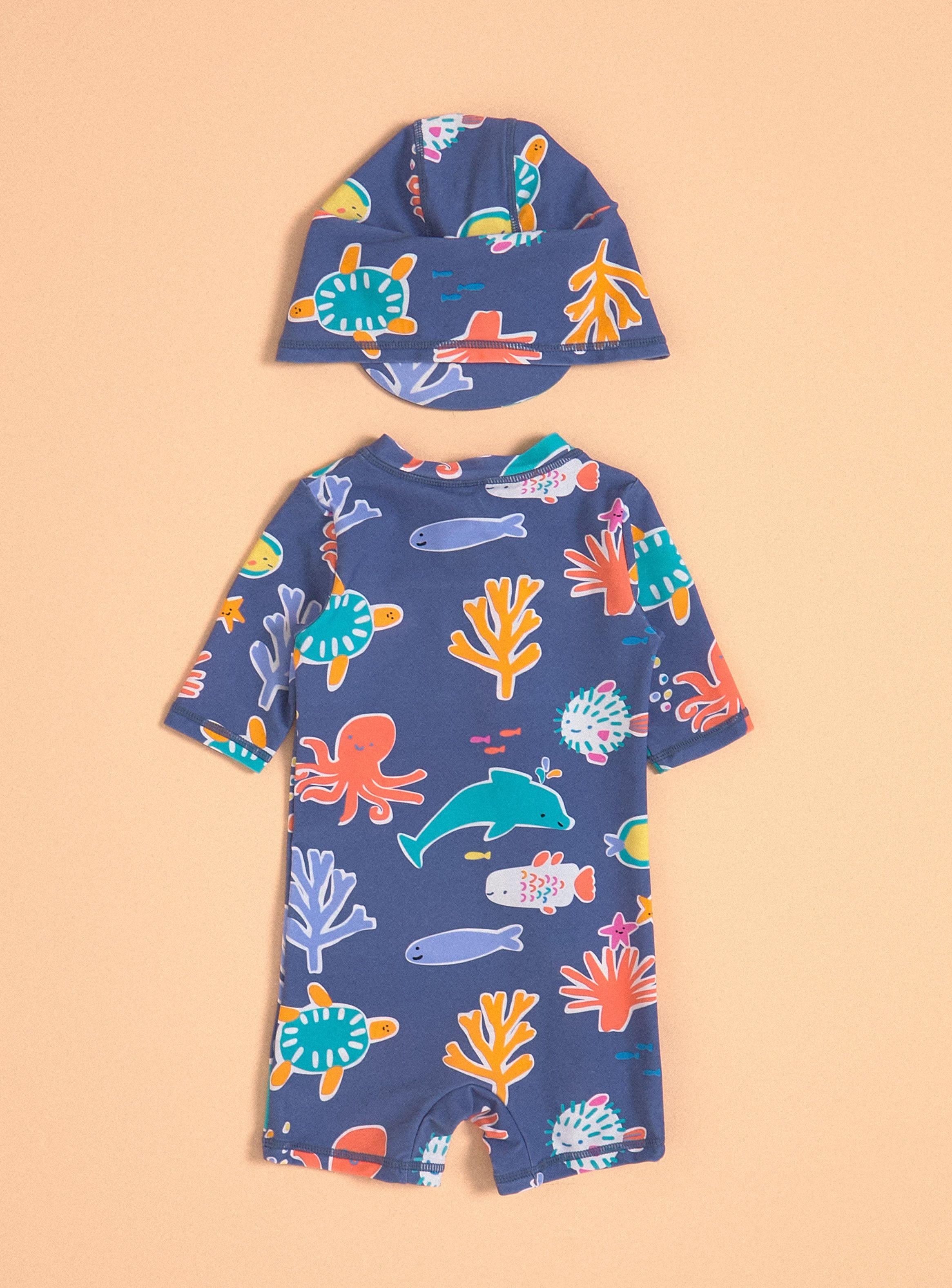 Traje de Baño Estampado con Gorro a Juego-1
