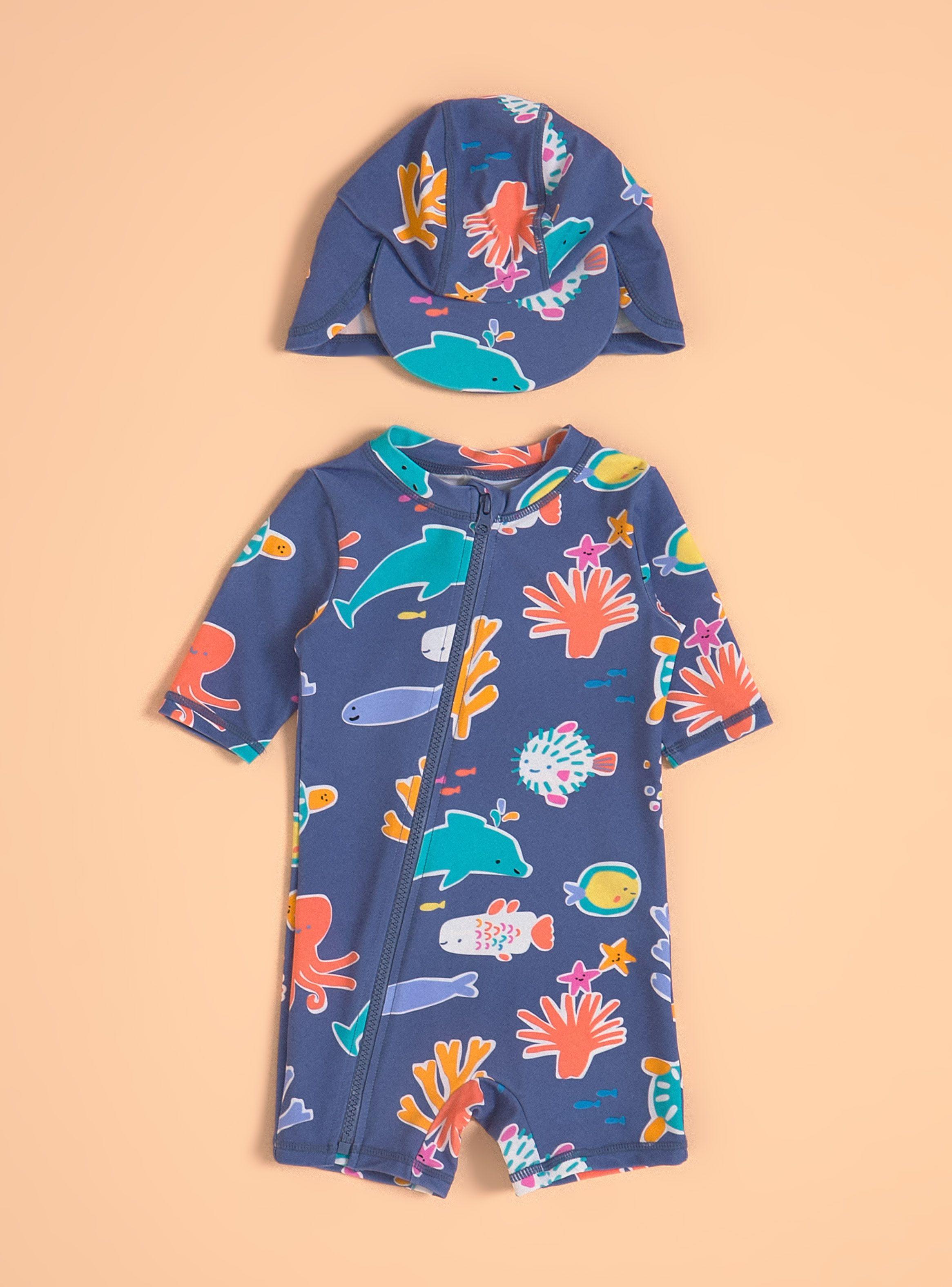 Traje de Baño Estampado con Gorro a Juego-0