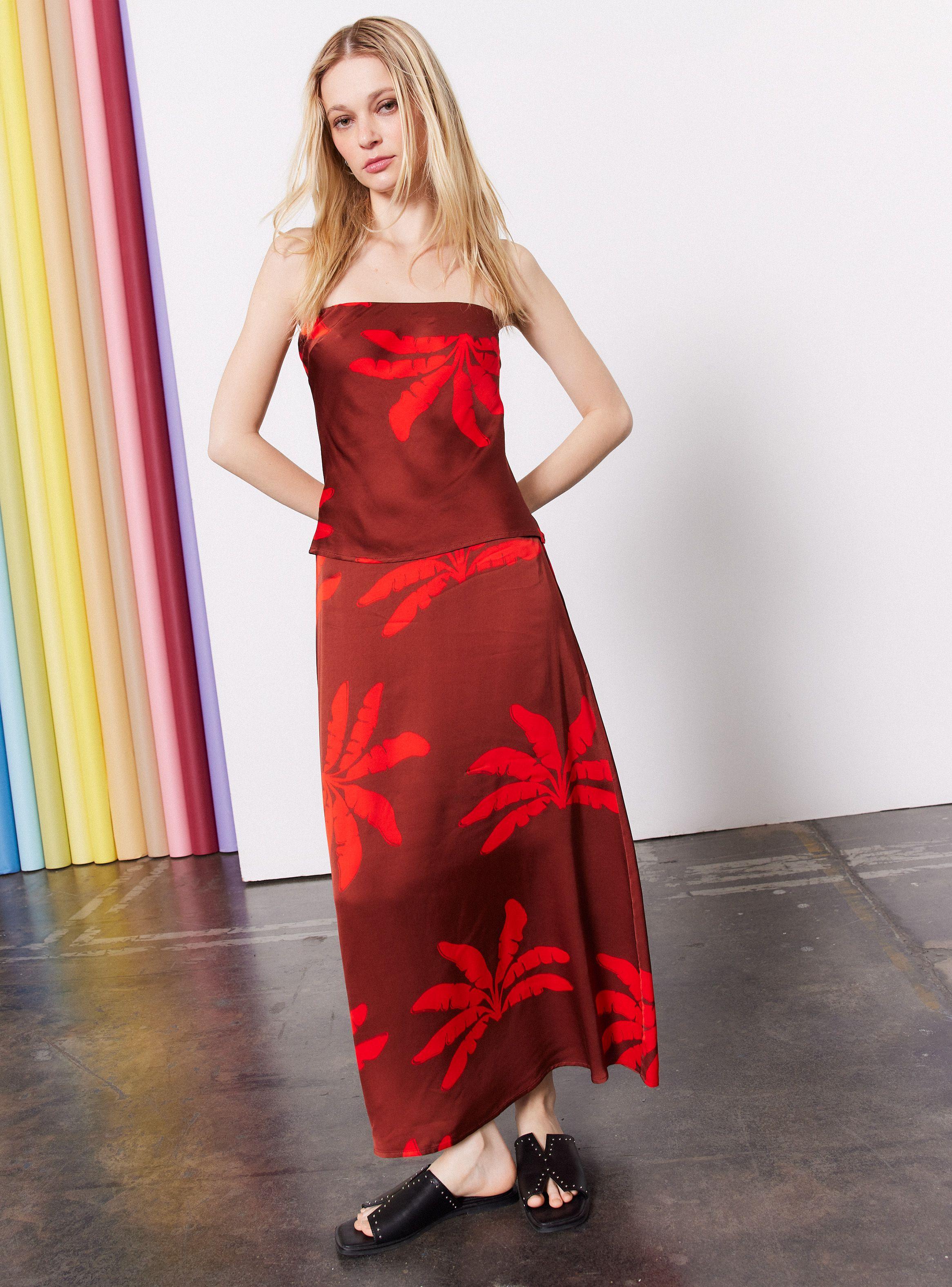 Blusa Top Strapless Estampada Satín-4