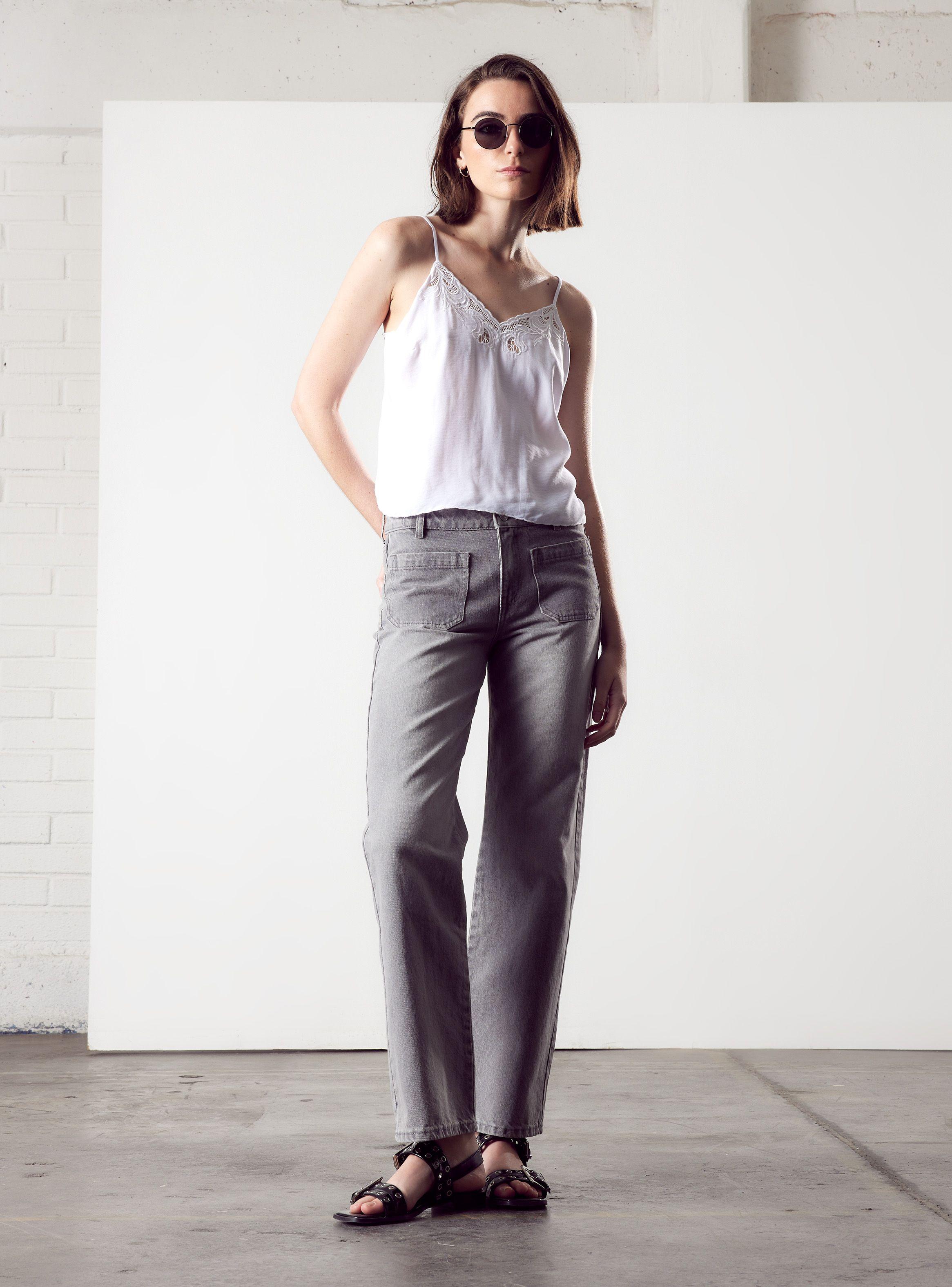 Jeans Wide Leg Bolsillos Frontales-4