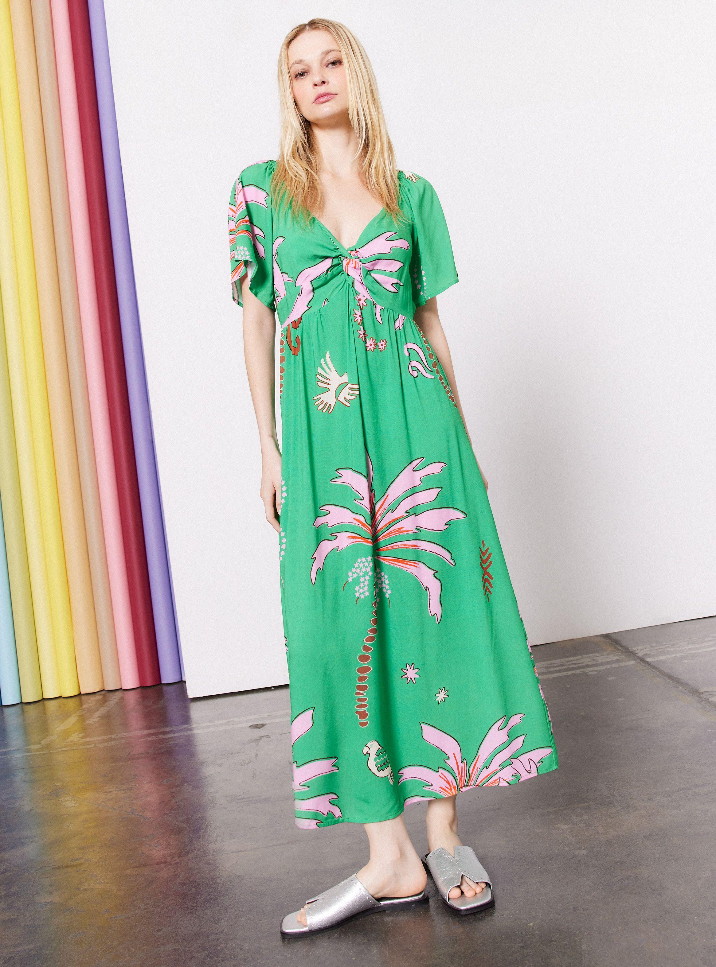 Vestido Estampado con Nudo Delantero-4