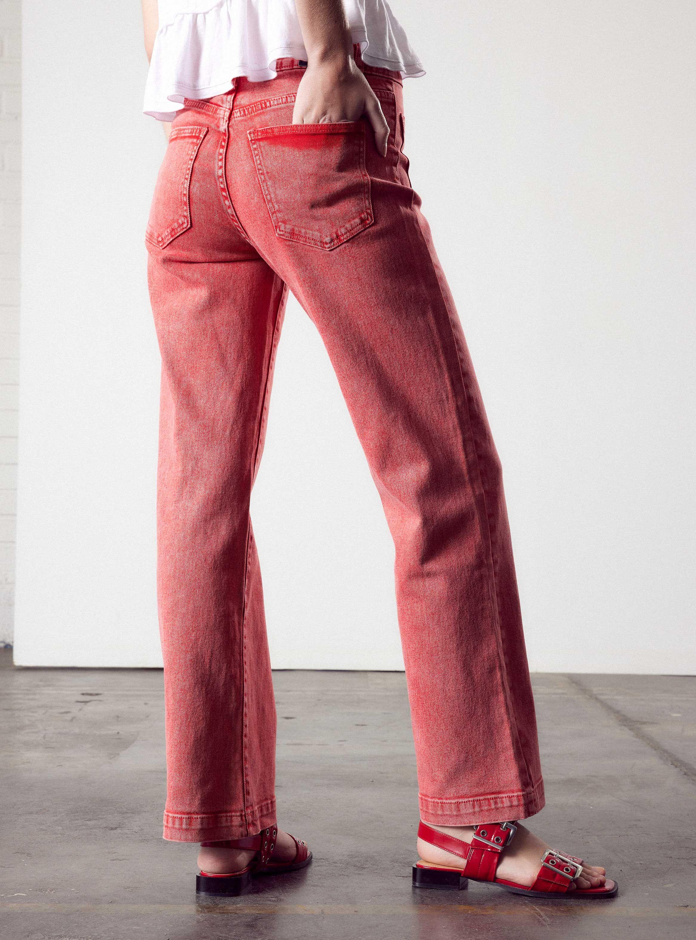 Jeans Wide Leg Color Bolsillos Frontales-1