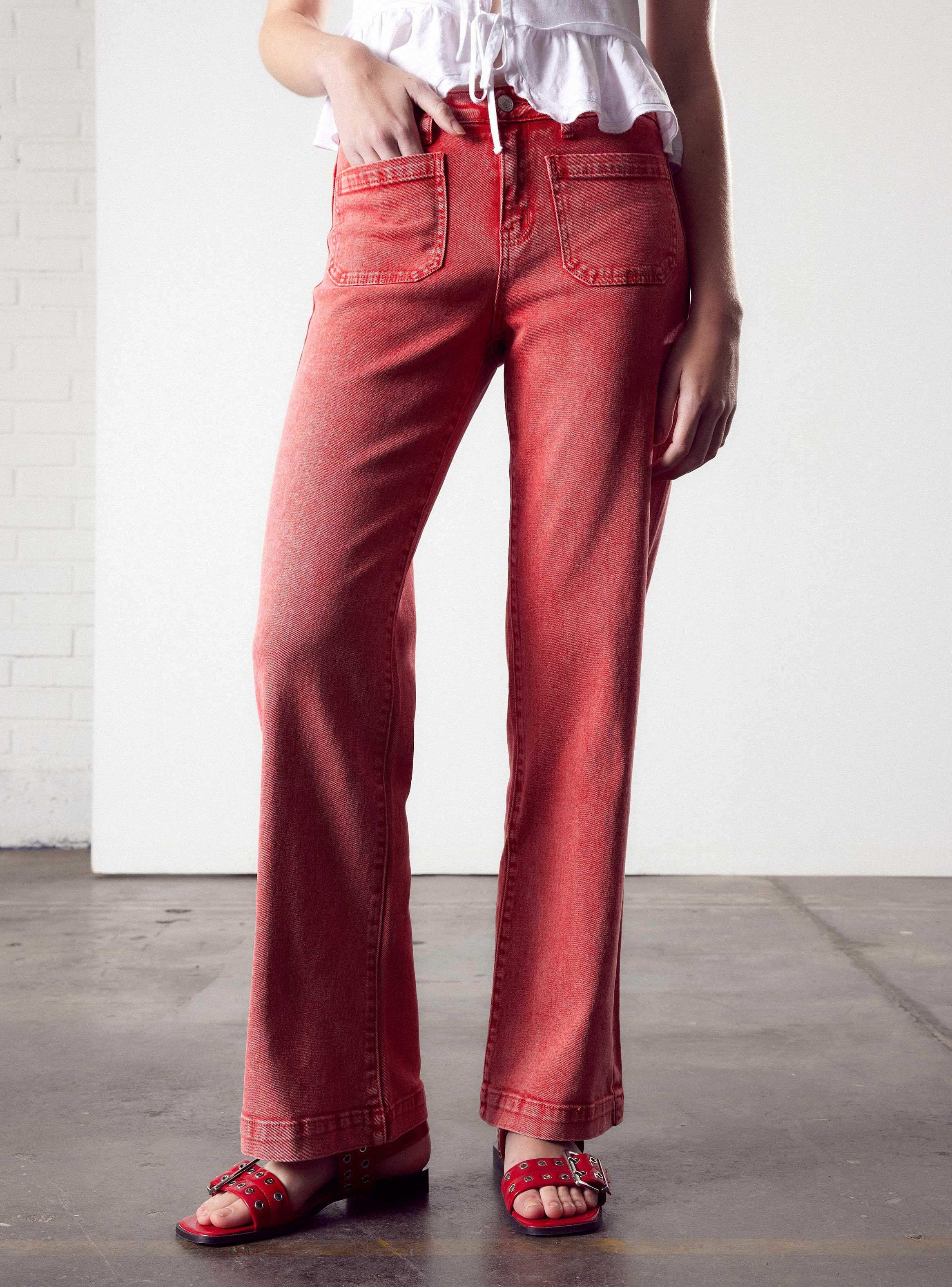 Jeans Wide Leg Color Bolsillos Frontales-0