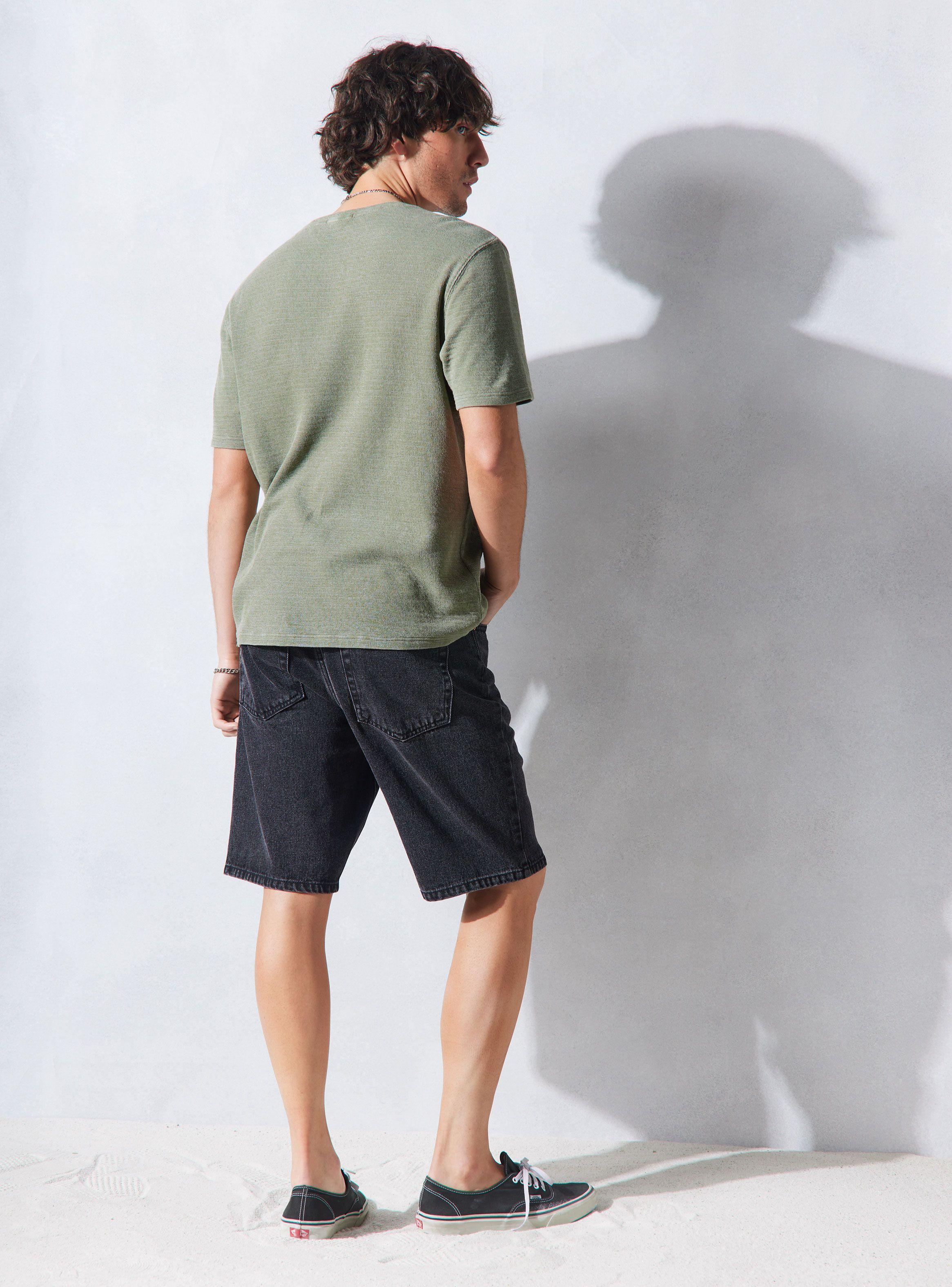 Bermuda Denim Negro Relajado-5