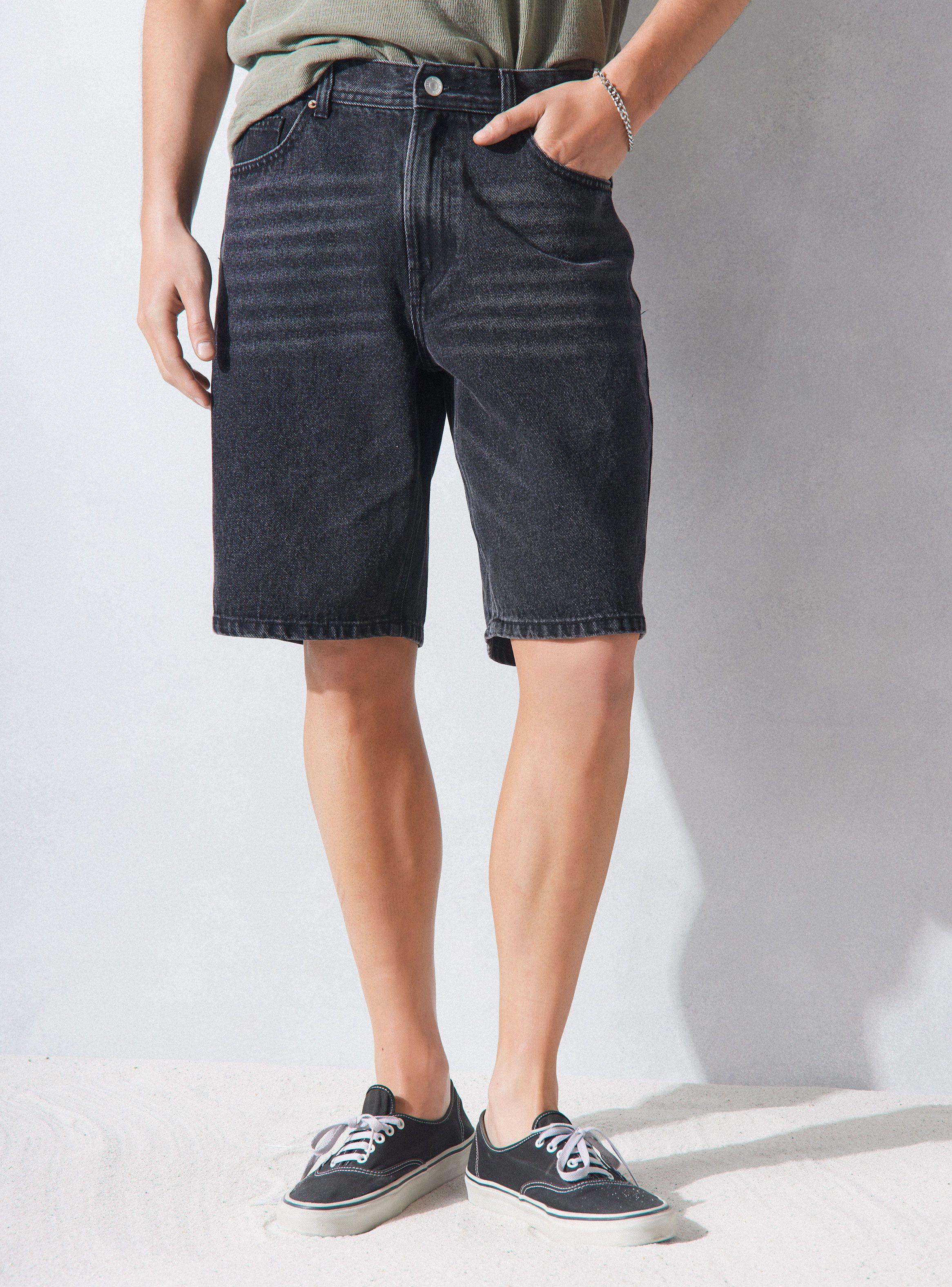 Bermuda Denim Negro Relajado-0