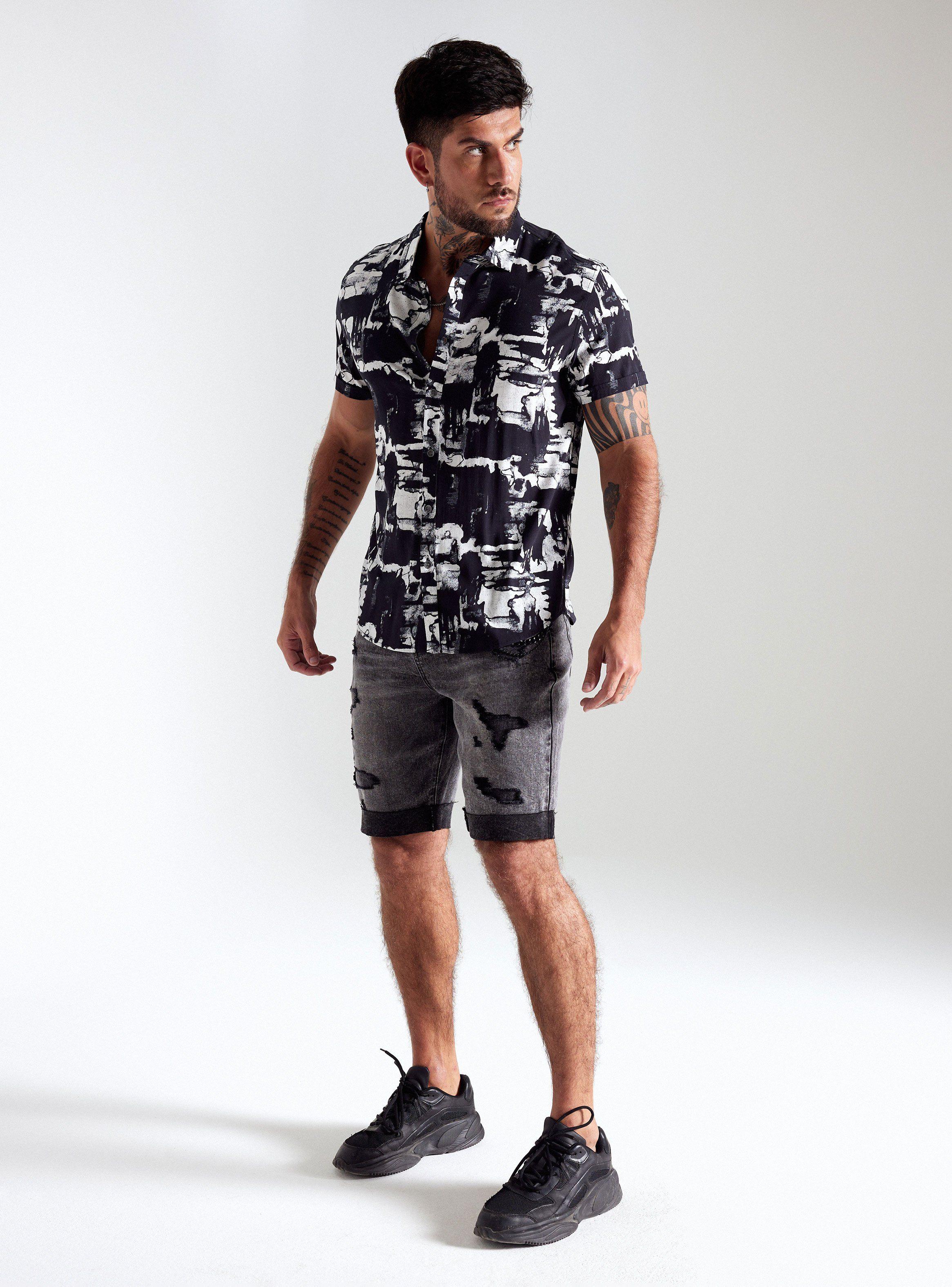 Camisa de Vestir Full Print Manchas-4