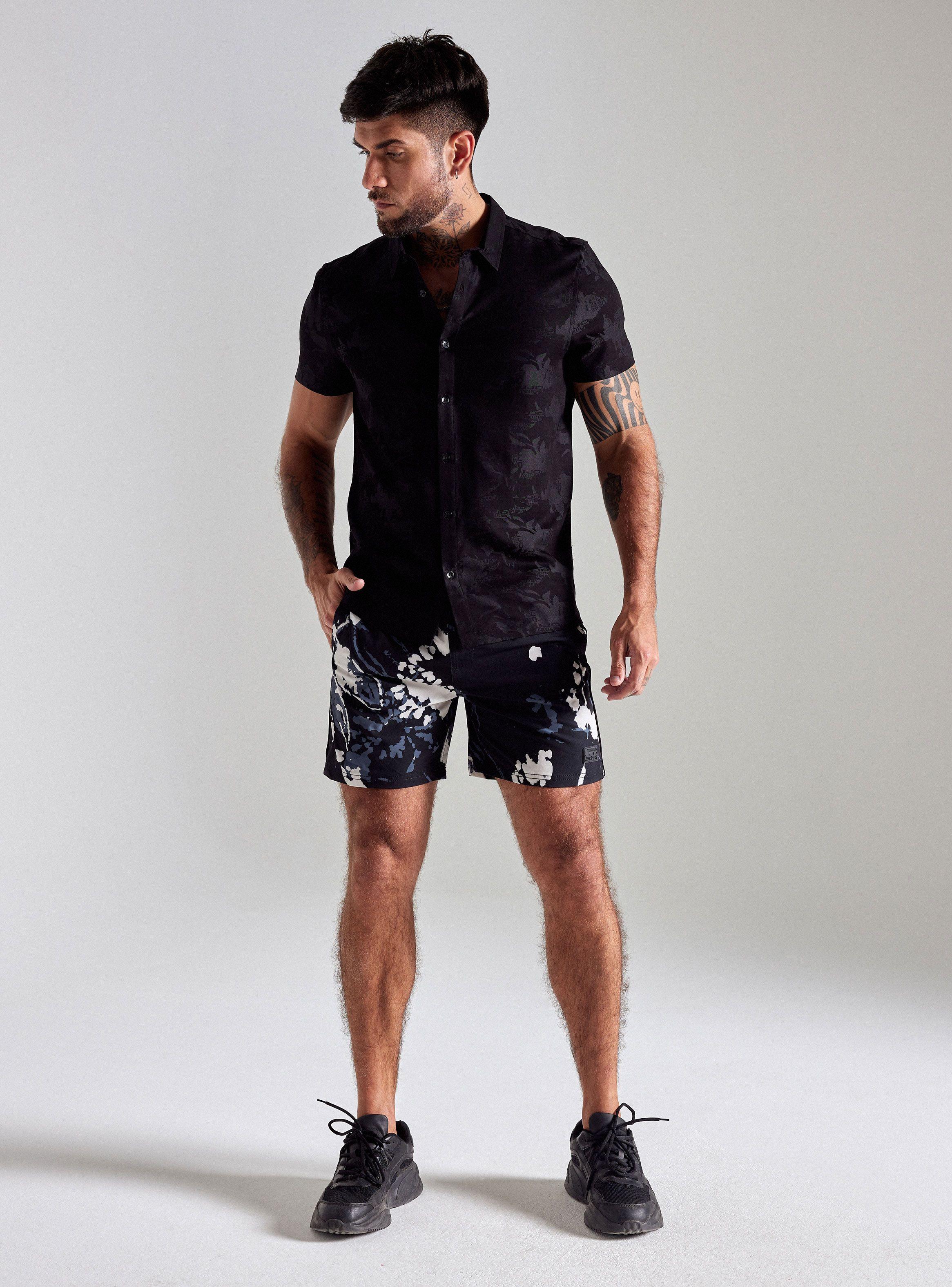 Camisa de Vestir Cuello Resort Jacquard Brandeado-4