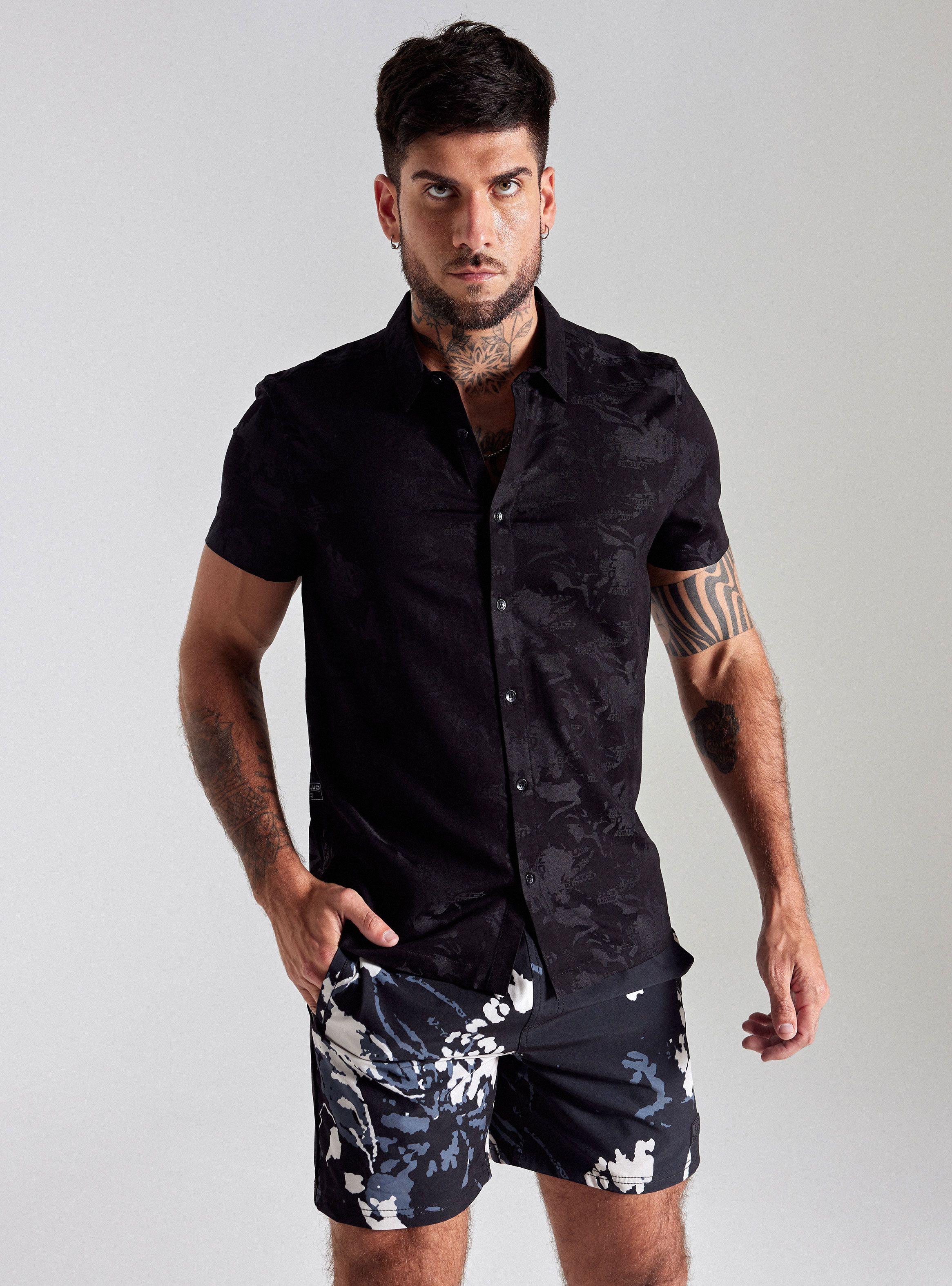 Camisa de Vestir Cuello Resort Jacquard Brandeado-0