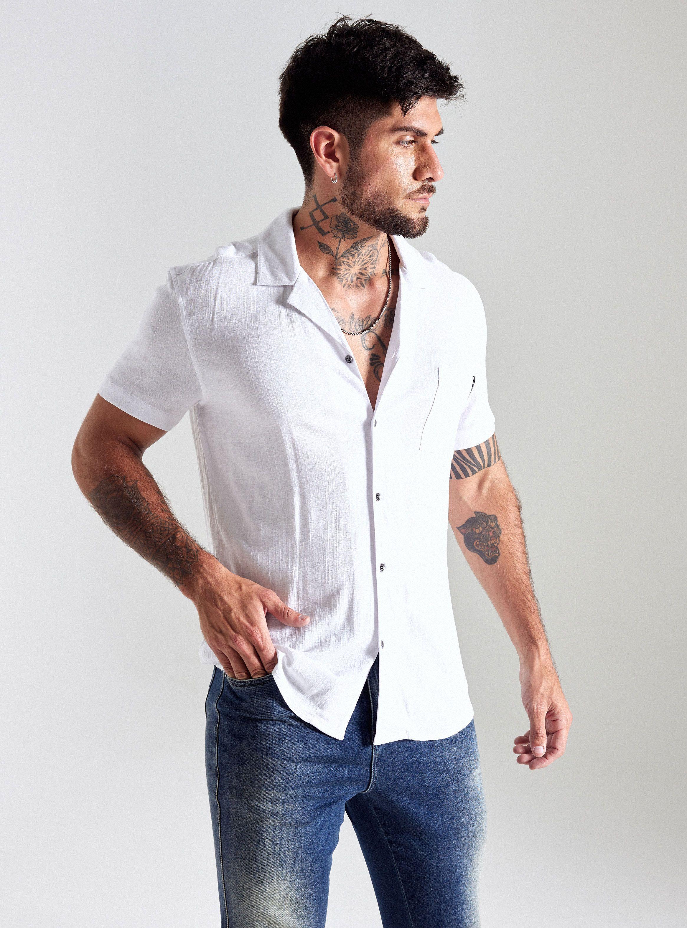 Camisa de Vestir Tela Texturada Look Lino-0