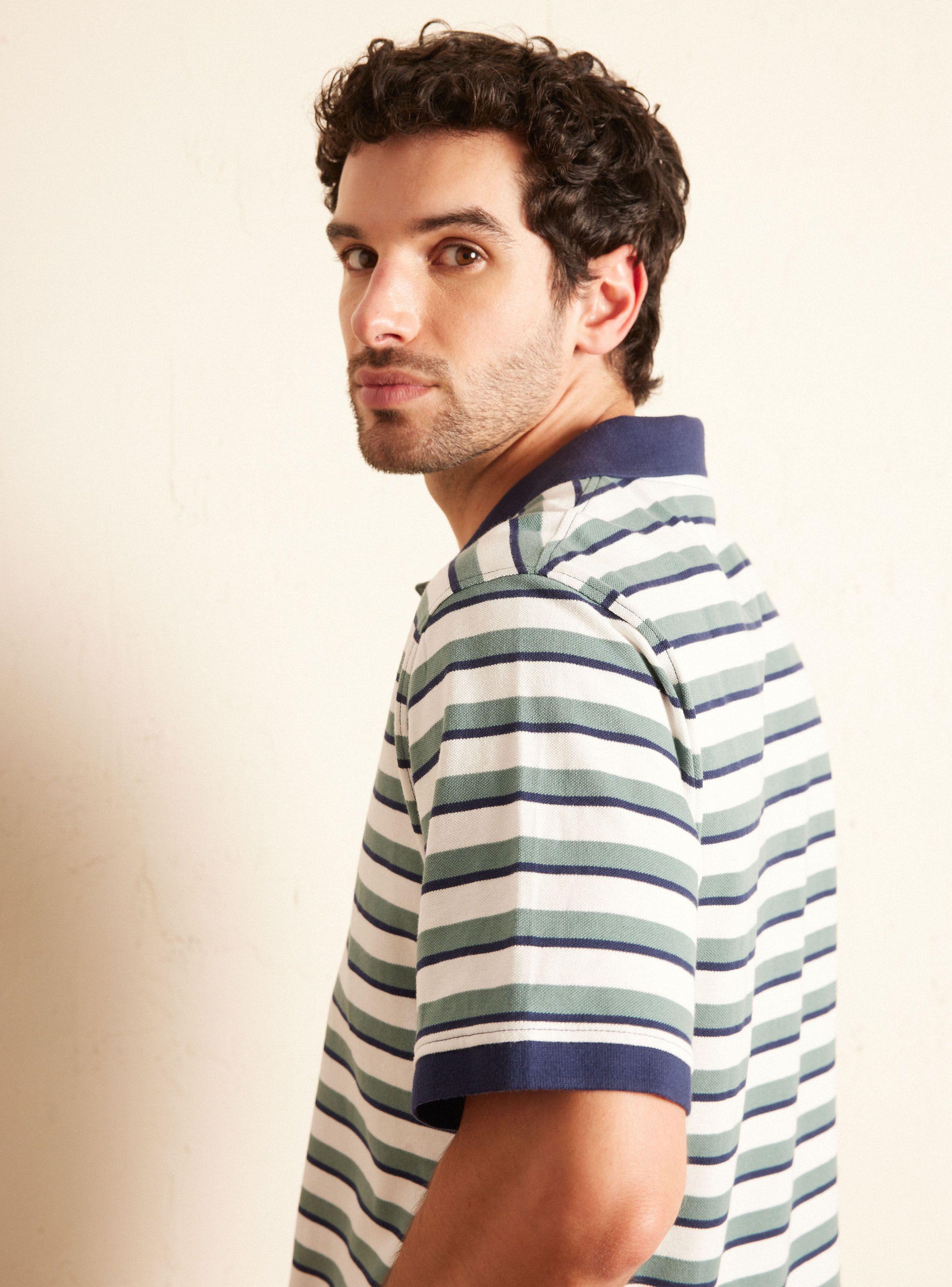 Polera Cuello Polo Piqué Rayas-3