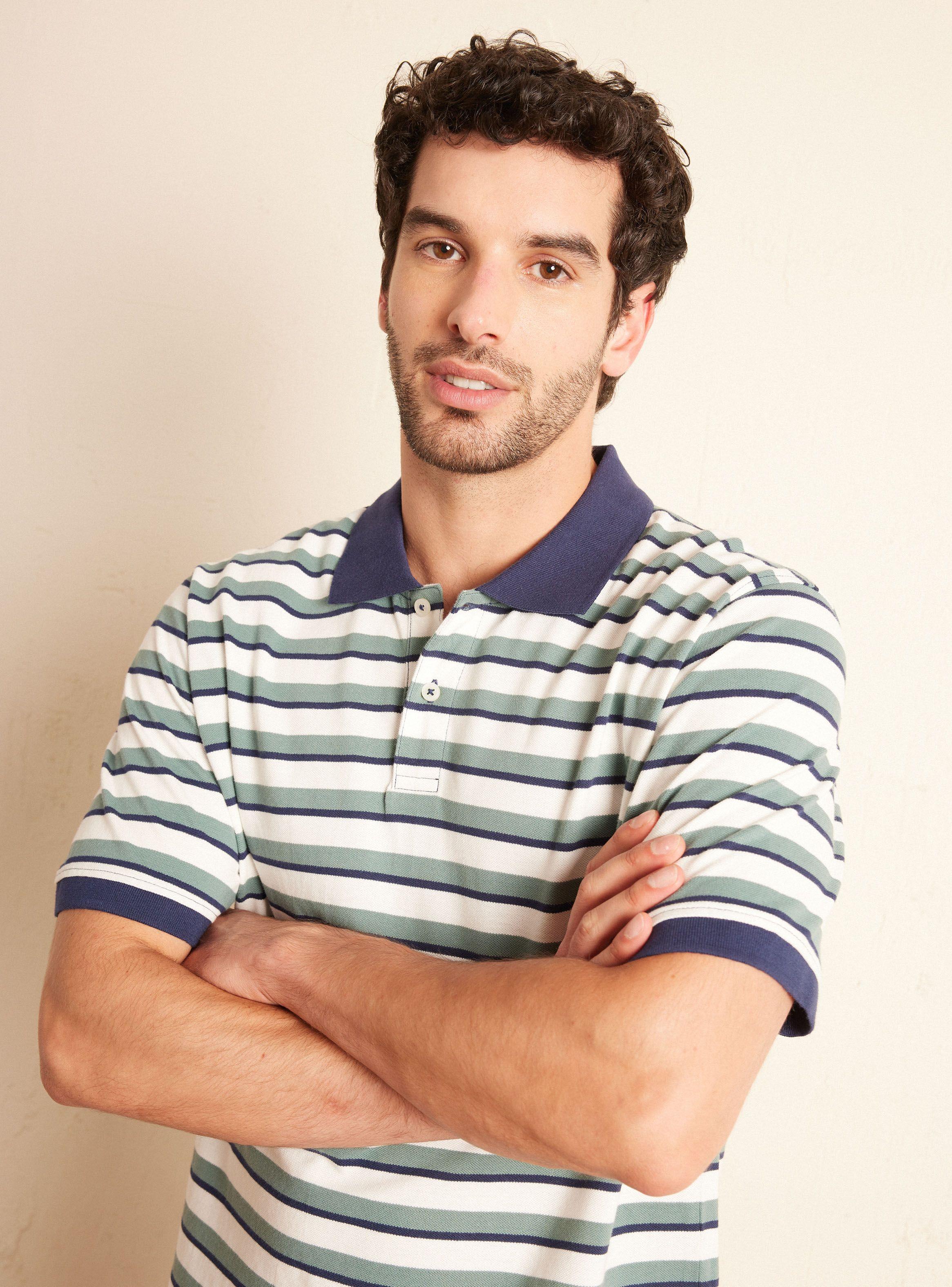Polera Cuello Polo Piqué Rayas-2