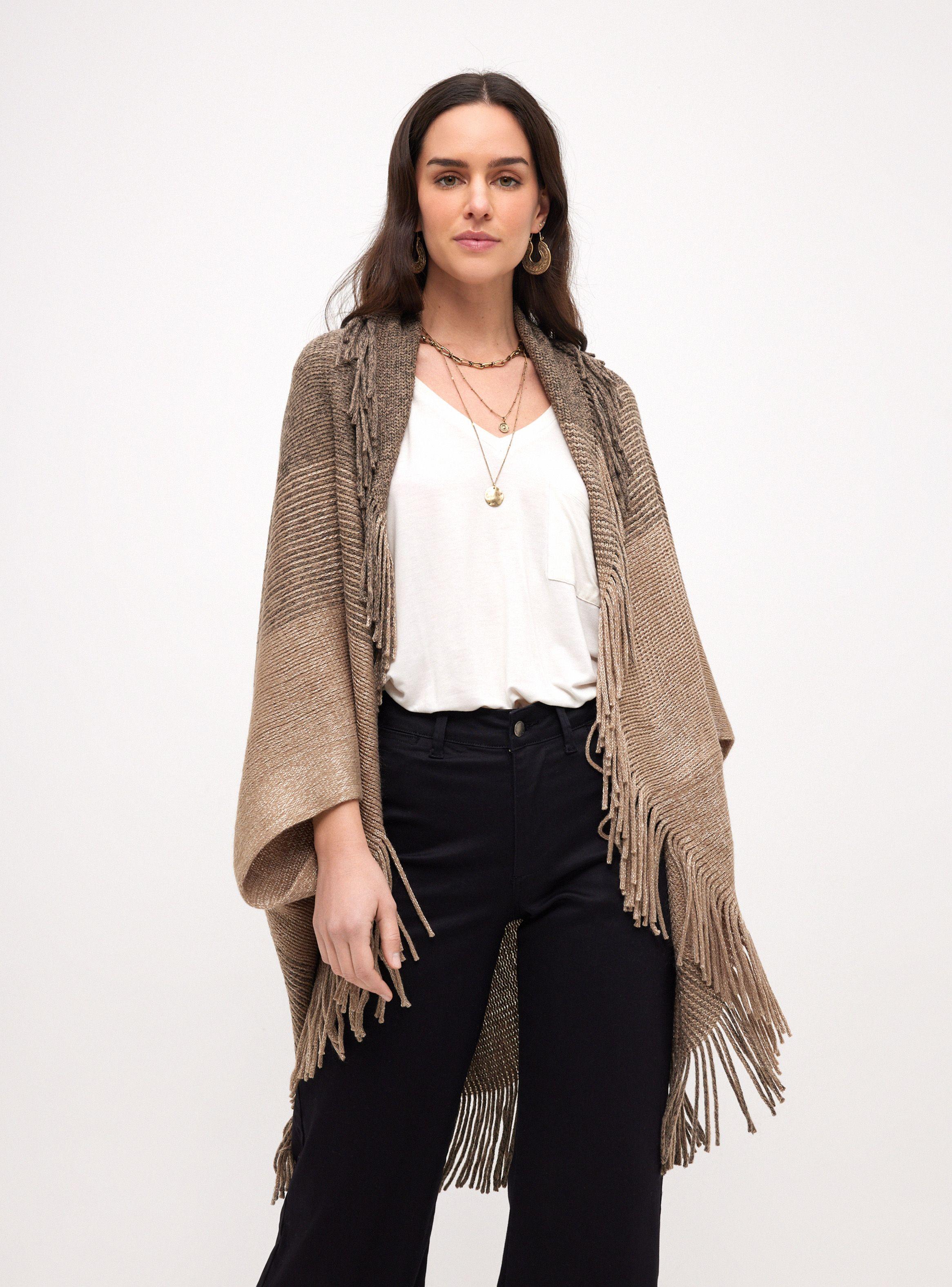 Chaleco Tipo Poncho con Flecos-0