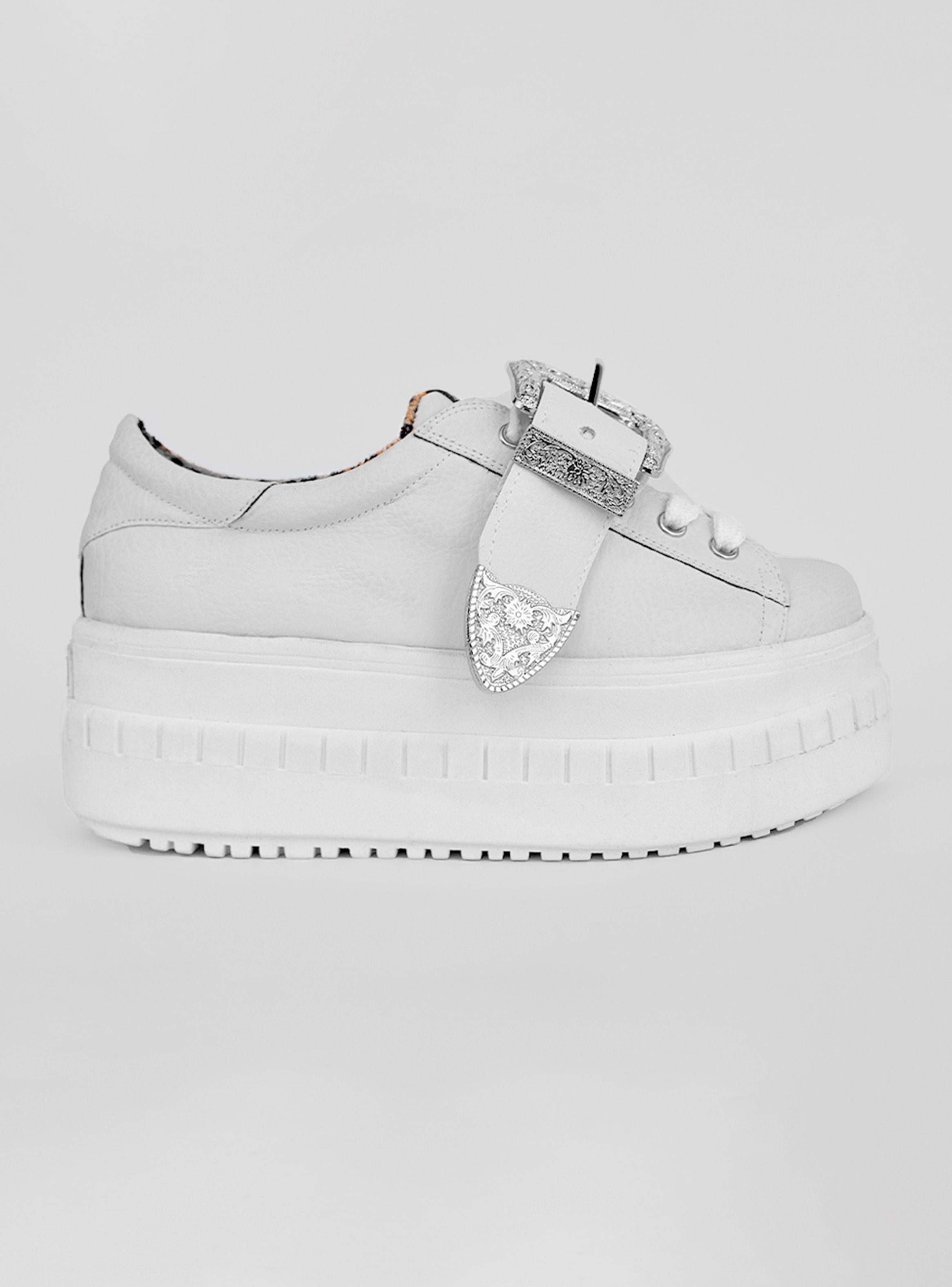 Zapatilla Urbana Funky White Hebilla Mujer-0