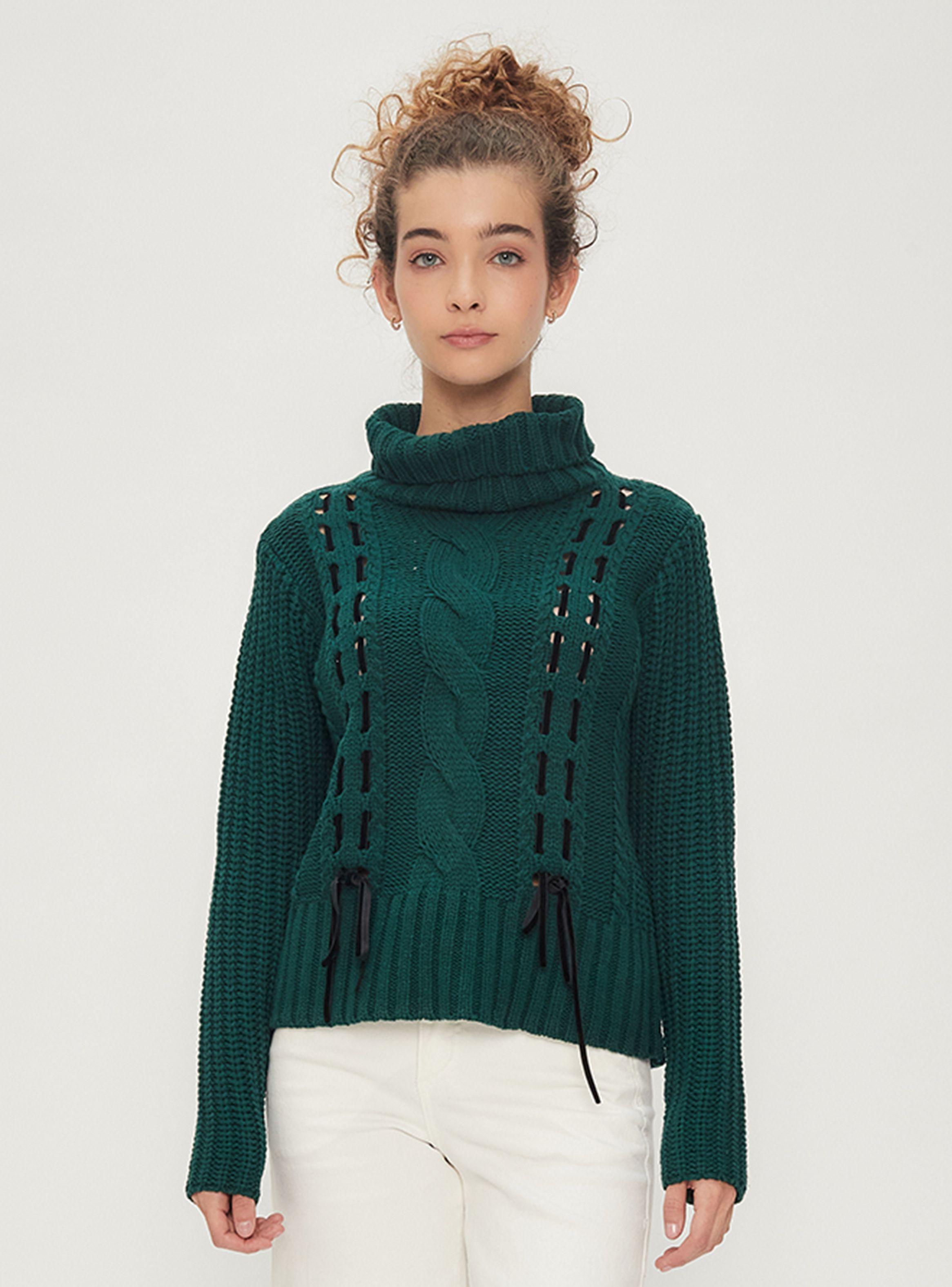 Sweater Cuello Alto Detalle Cintas-0