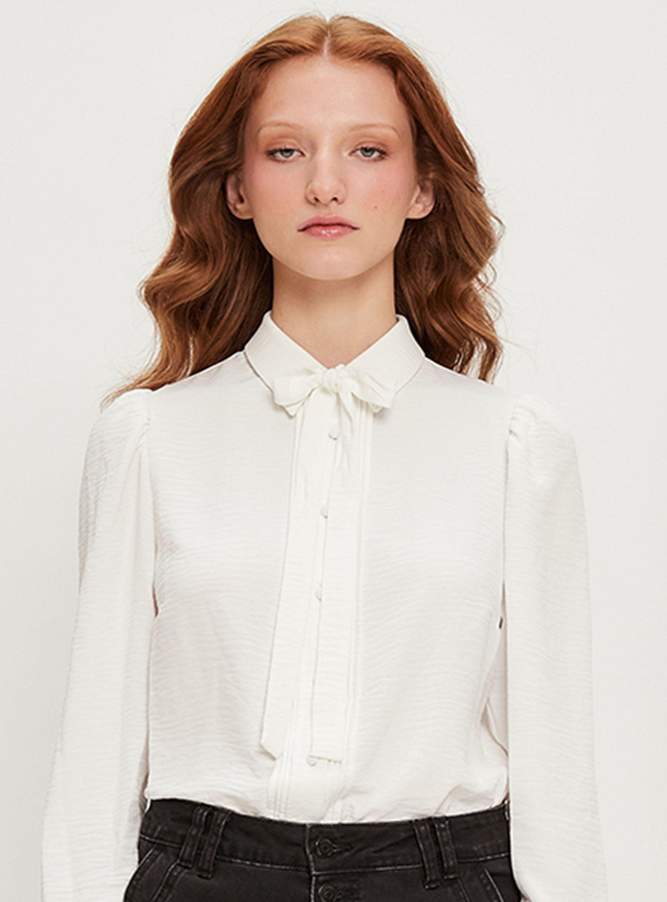 Blusa Lisa Cuello Manga Larga Clásica-0