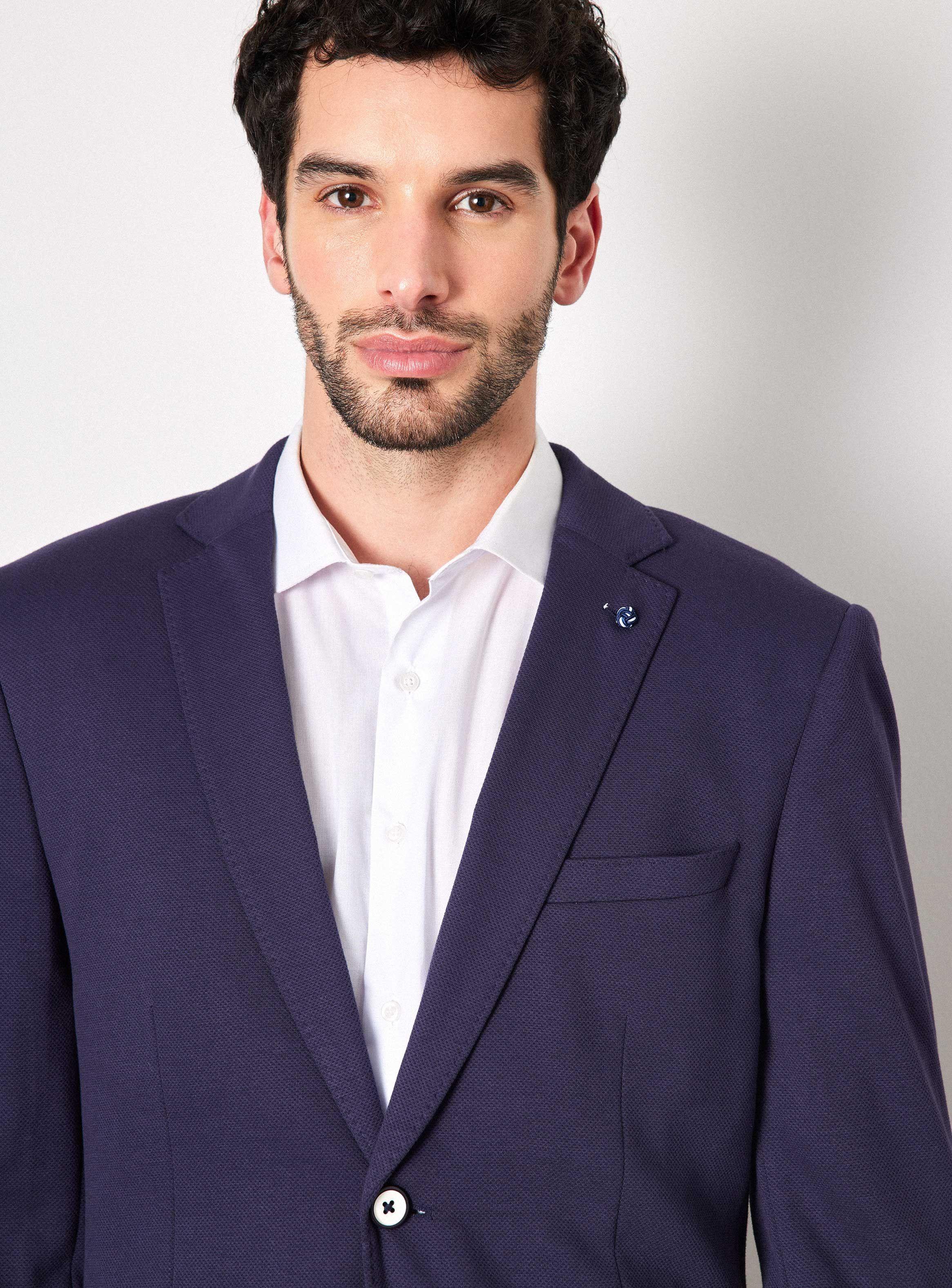 Vestón Recto Azul Marino Slim Fit Texturado-2