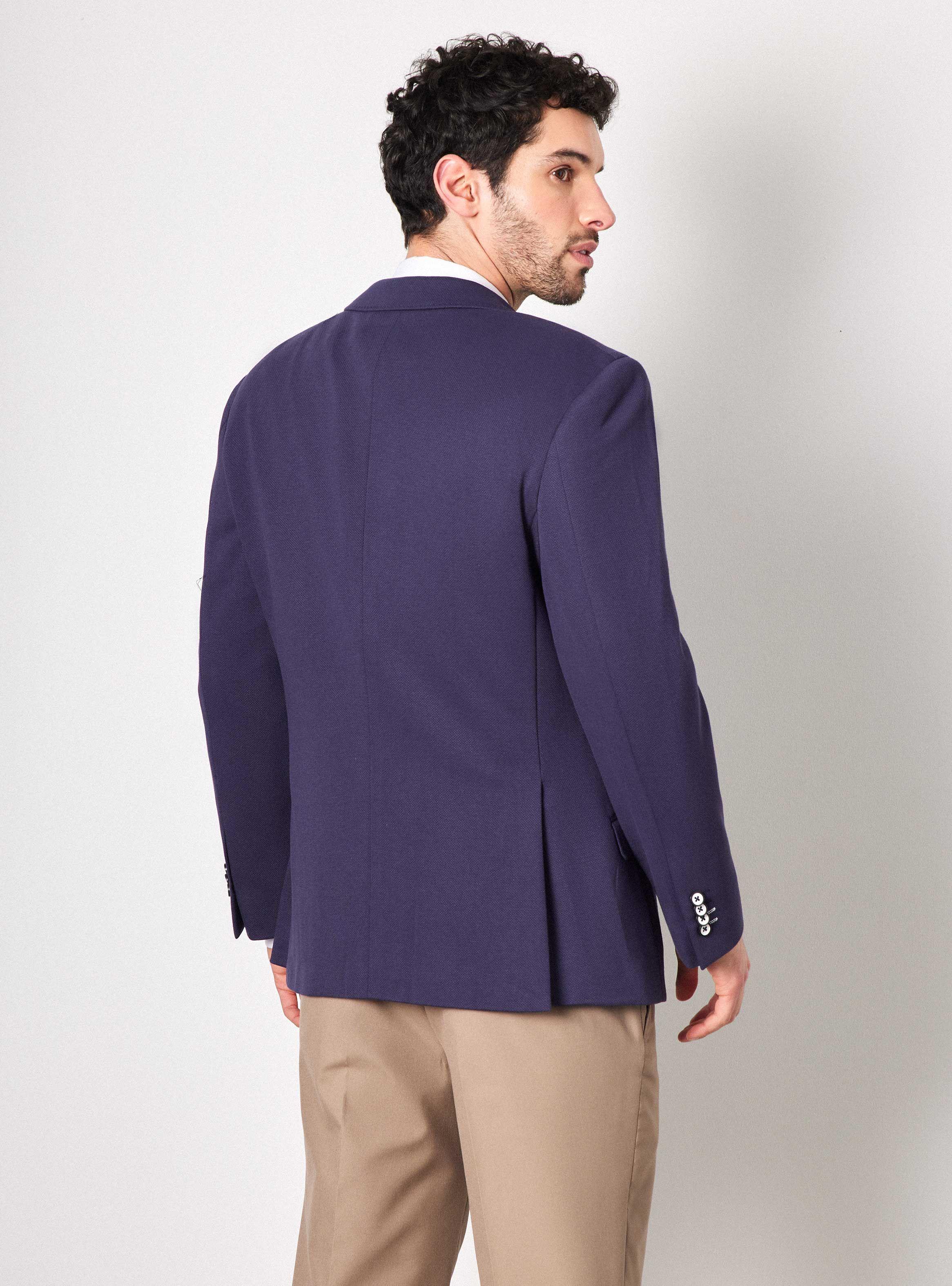 Vestón Recto Azul Marino Slim Fit Texturado-1