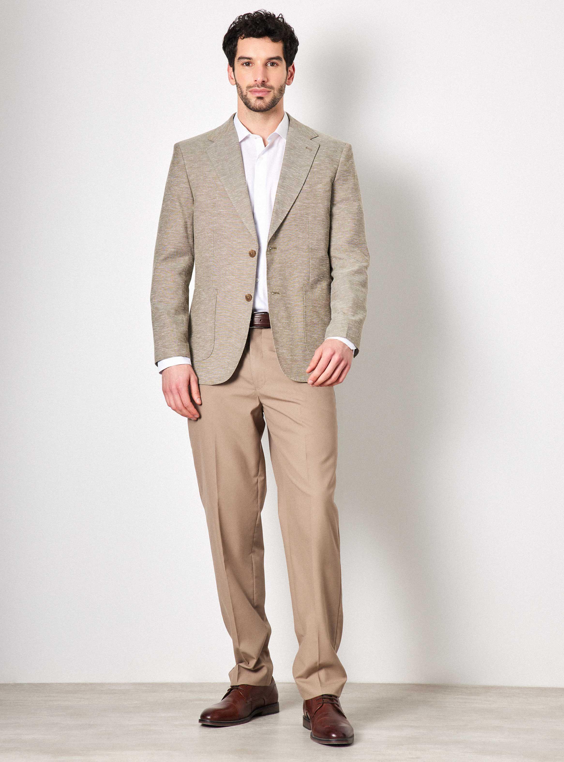 Vestón Recto Slim Fit en Tela con Lino-4
