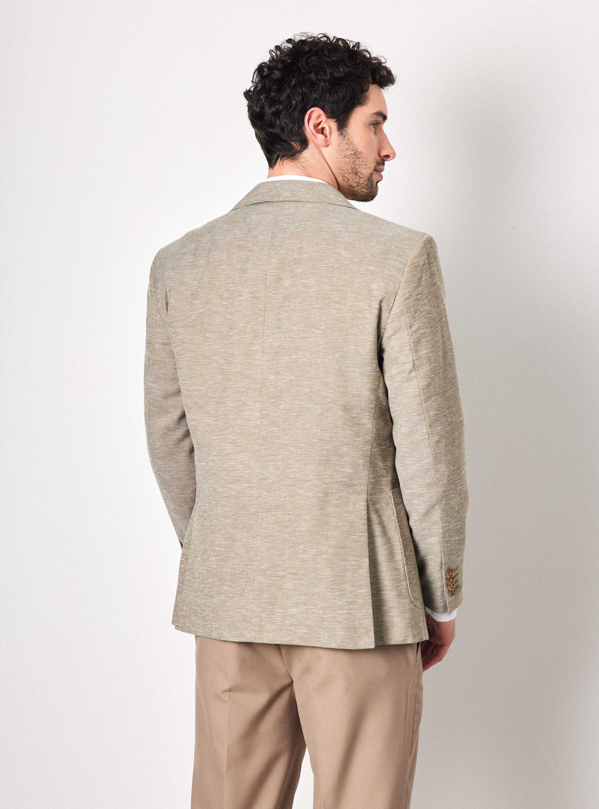 Vestón Recto Slim Fit en Tela con Lino-1