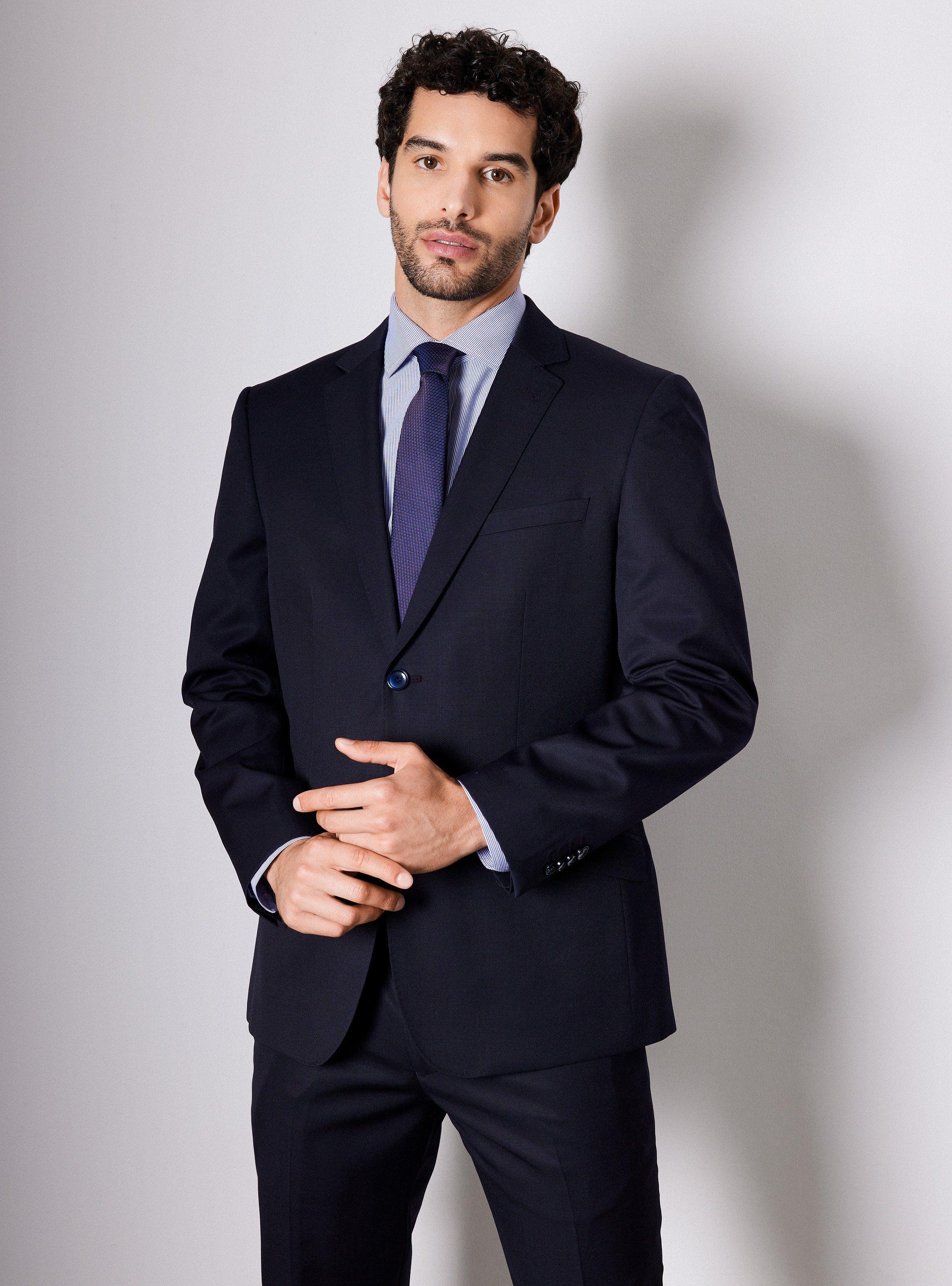 Traje Recto 100% Lana Fantasia Slim Fit-0