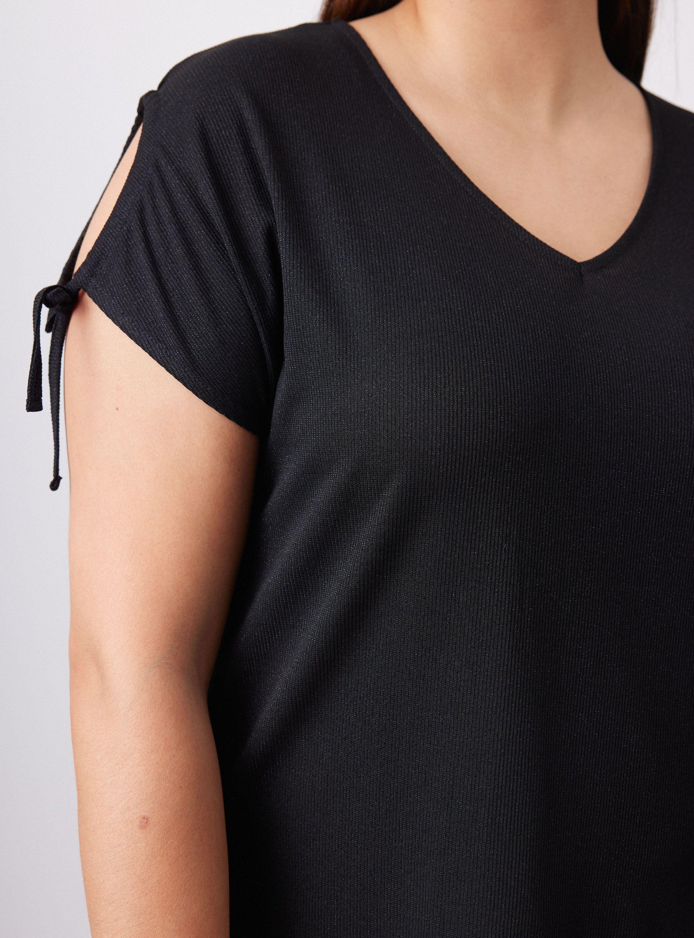 Polera con Brillo y Detalle de Amarra en Mangas-3