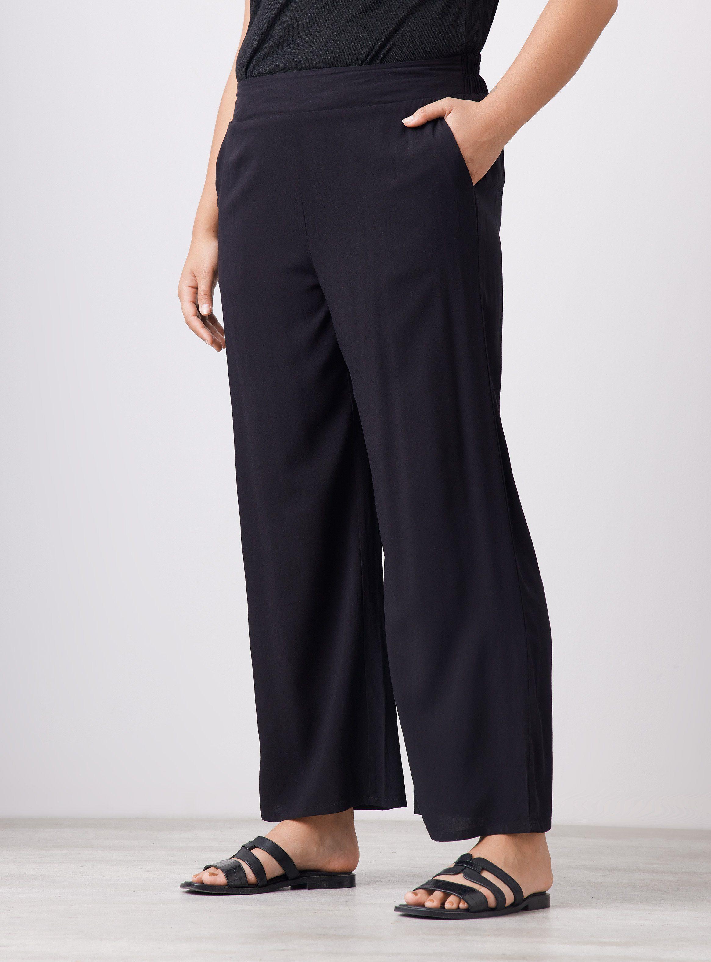 Pantalón Fluido Cintura Elasticada con Bolsillo-0