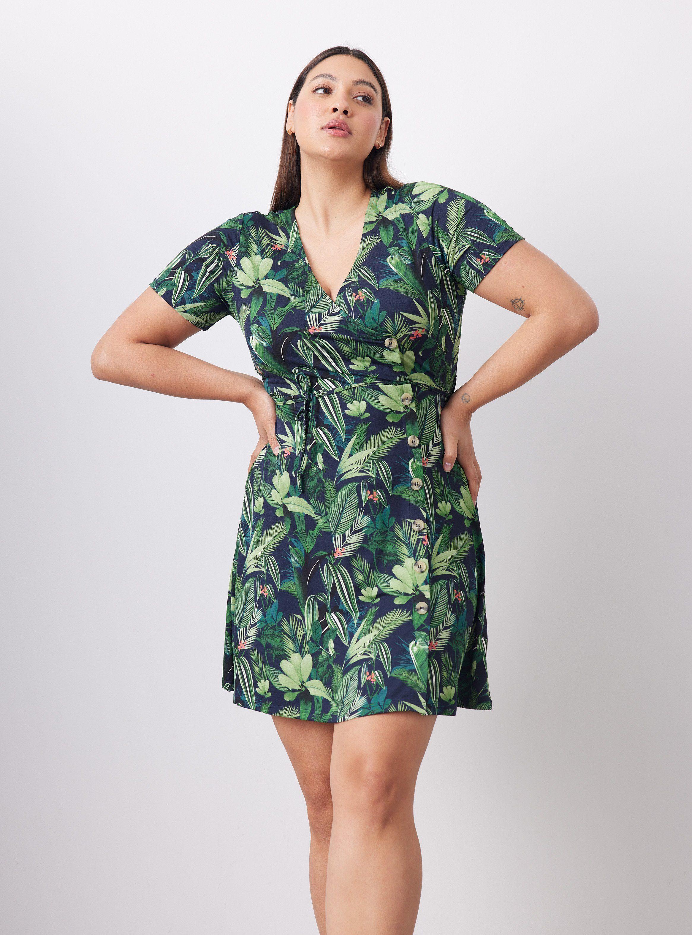 Vestido Cruzado con Botones en Falda-0