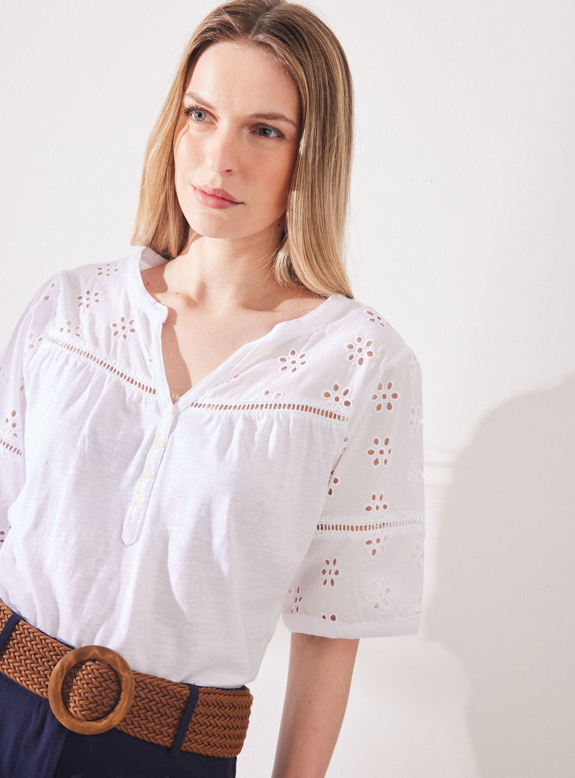 Polera con Broderie en Mangas Hombros y Cuello-2