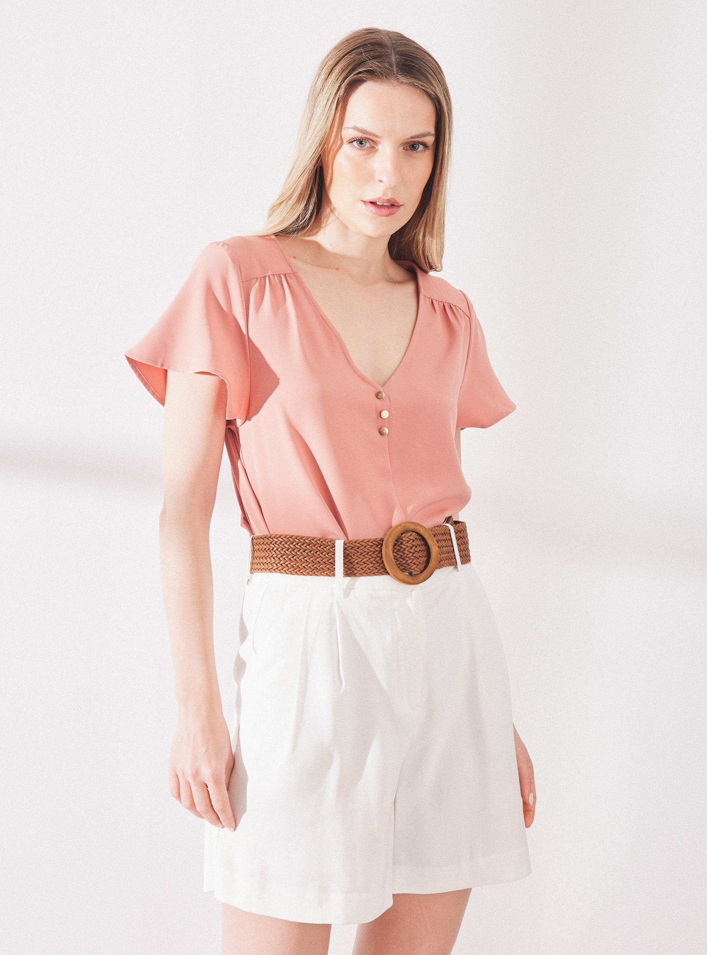 Blusa Fluida con Botones en Escote-0
