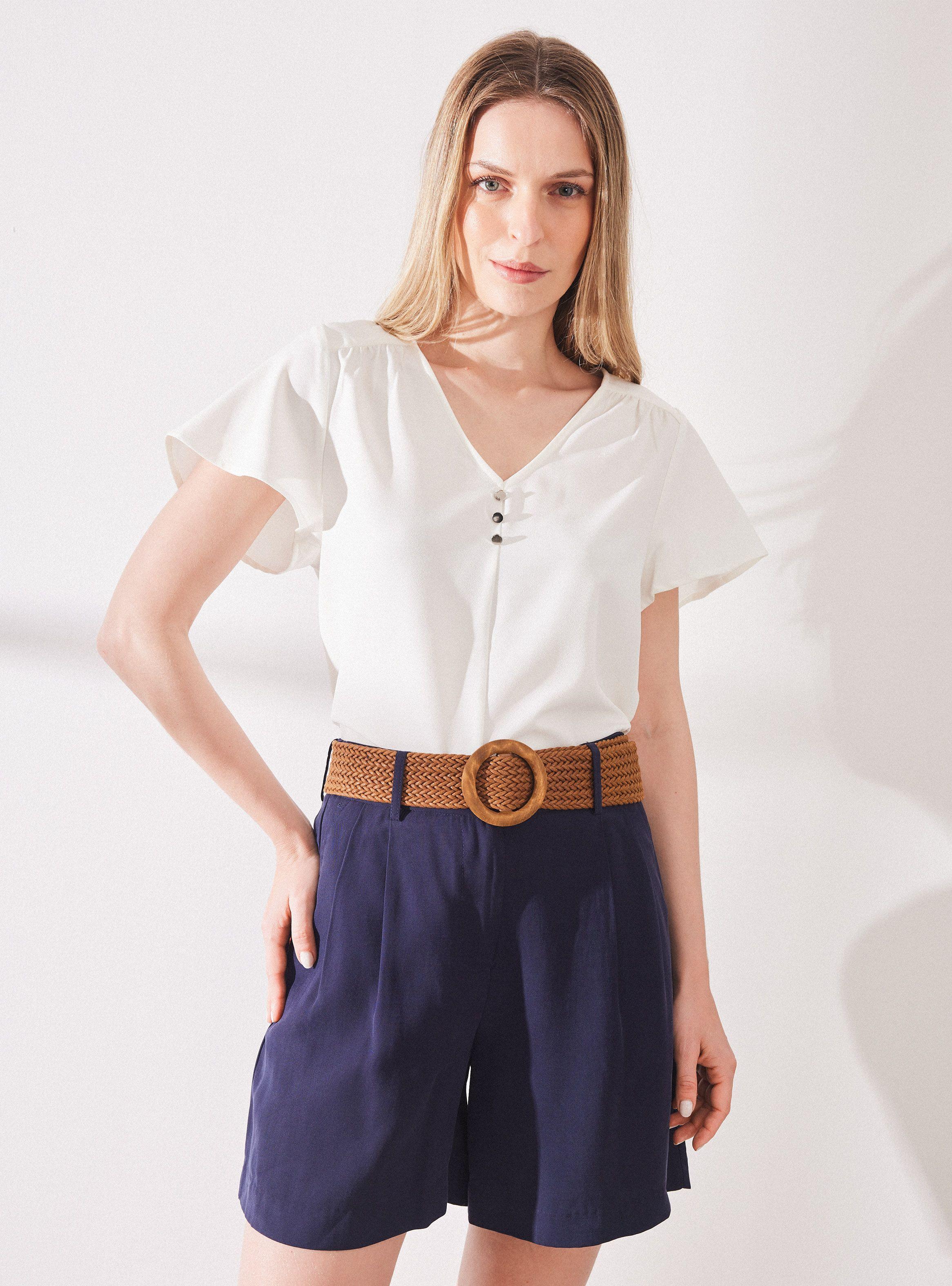 Blusa Fluida con Botones en Escote-0