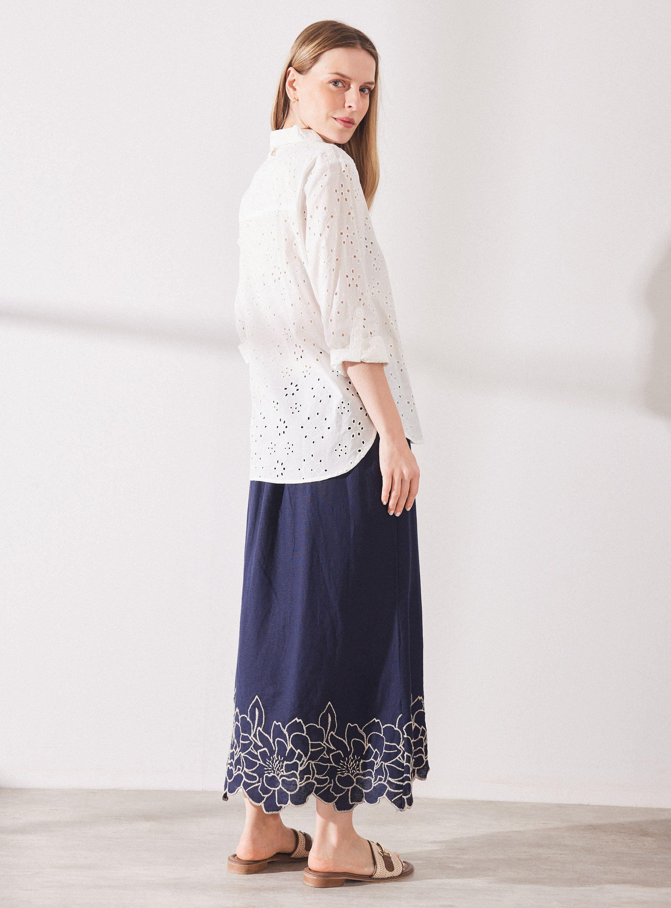 Blusa Broderie Cuello Camisero-5