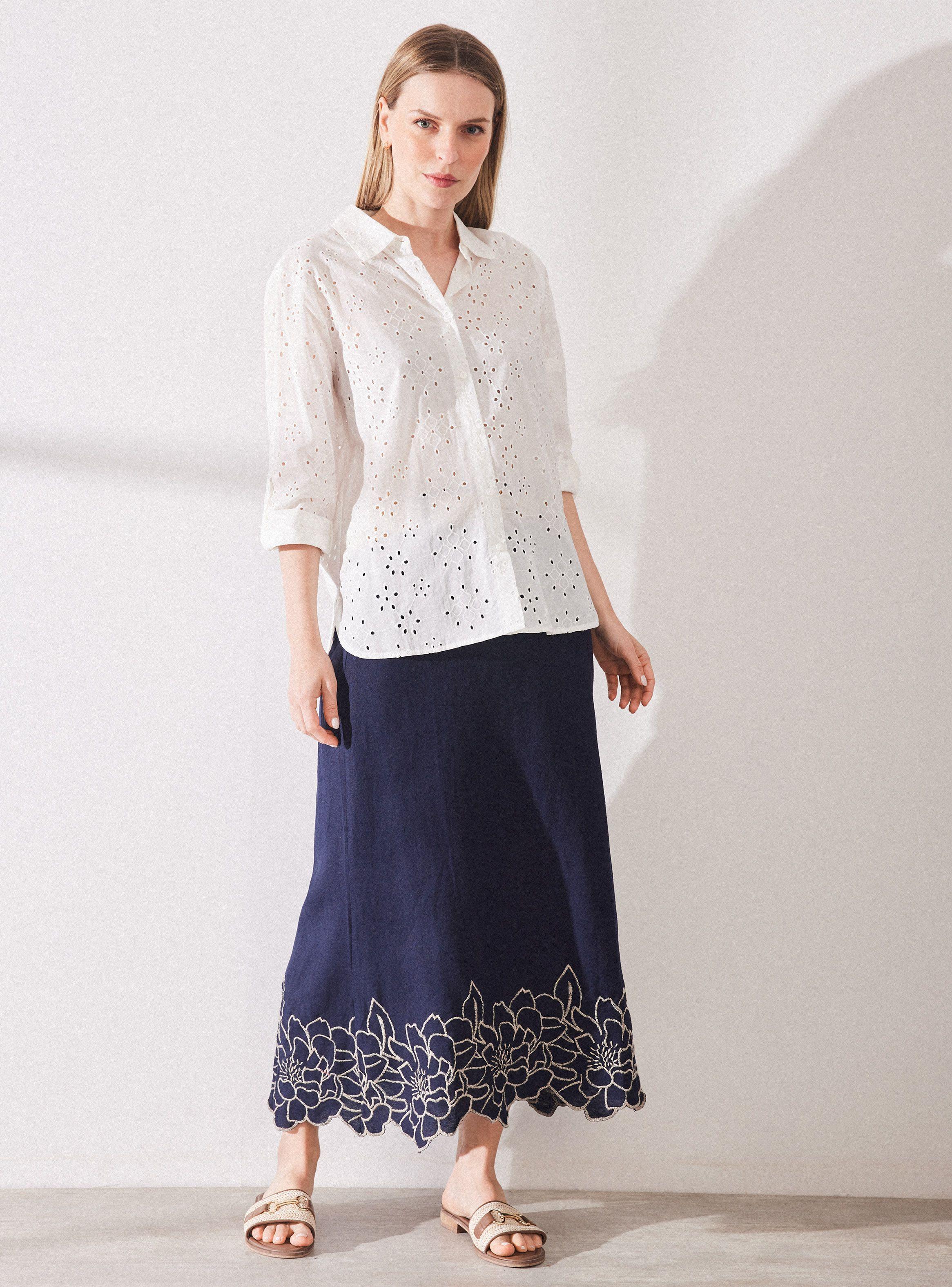 Blusa Broderie Cuello Camisero-4