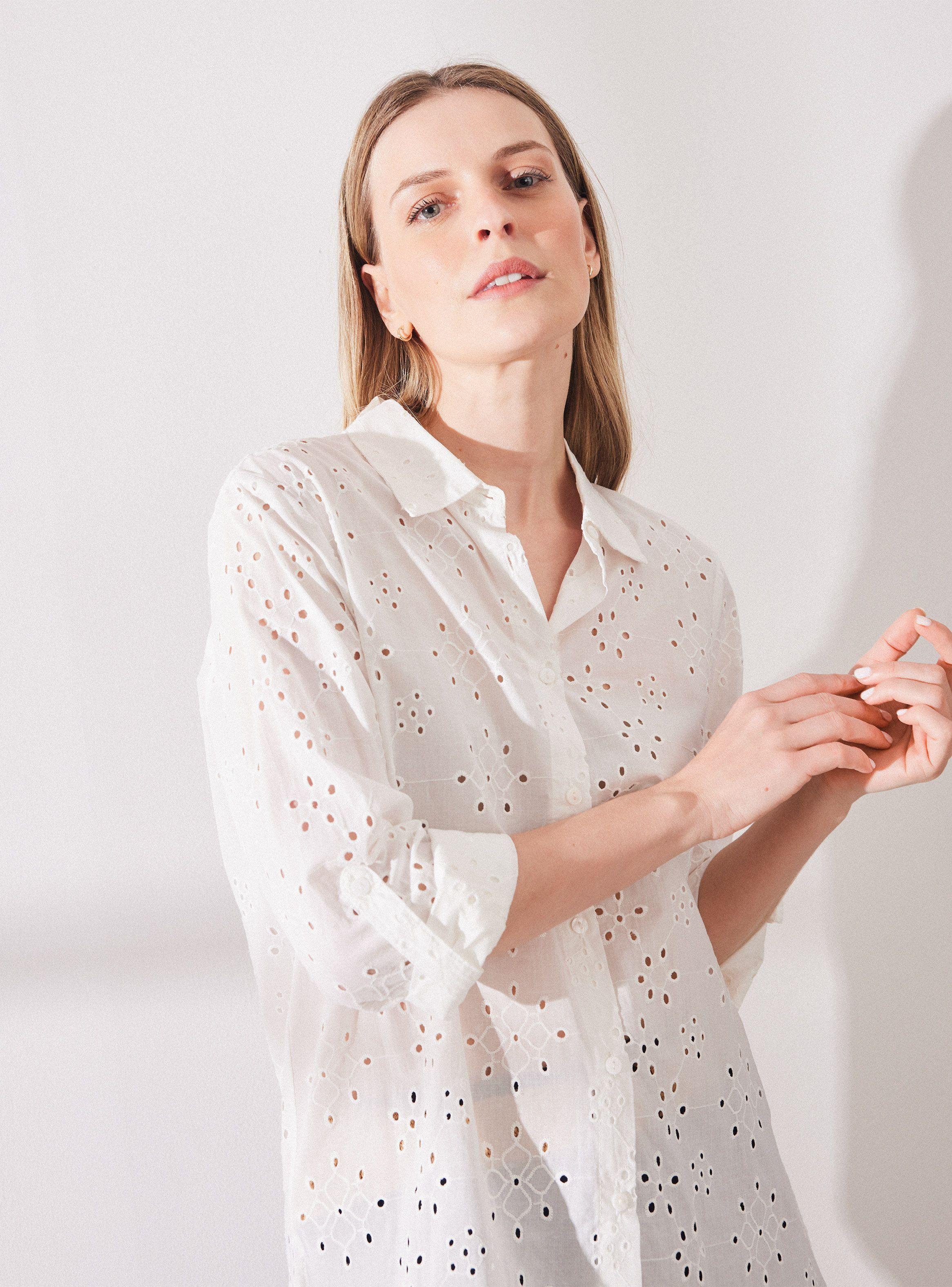 Blusa Broderie Cuello Camisero-2