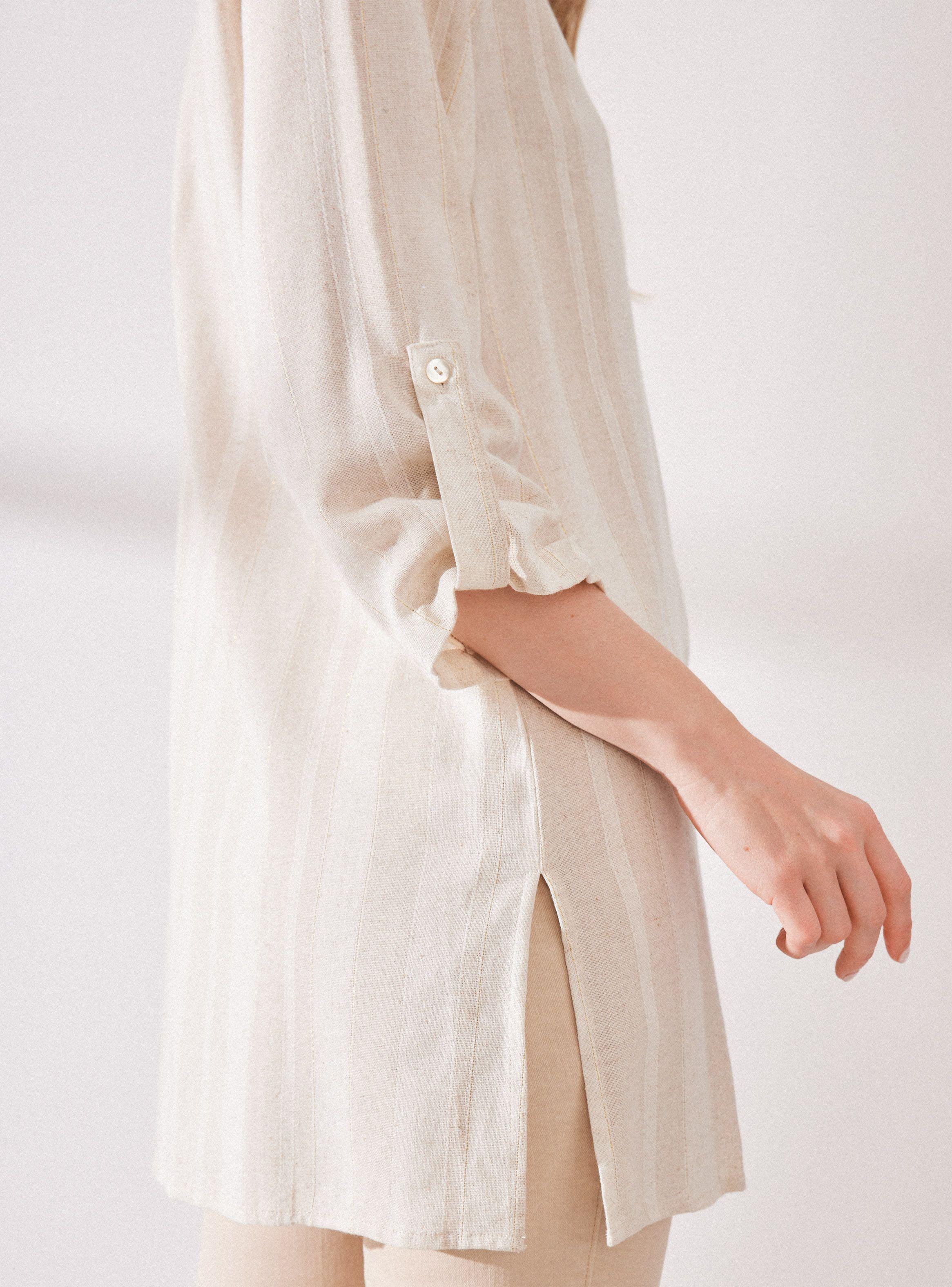 Blusa de Lino Larga Rayada-3
